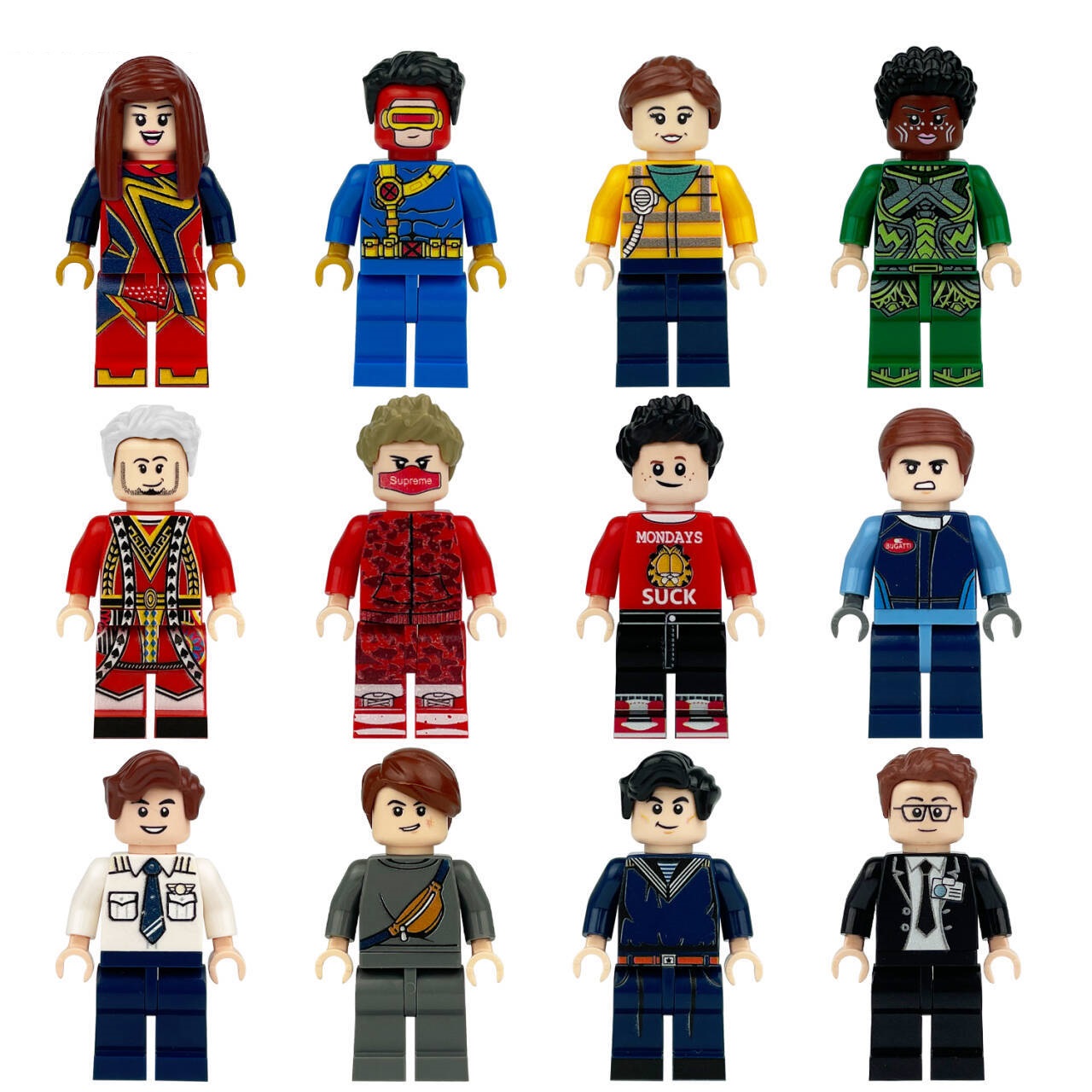 (12 Pcs Professions F) Mini Figures Toys Different Professions Including Police Doctor Astronaut Farmer Building Blocks Role Play Collection Happy Playset for Kids