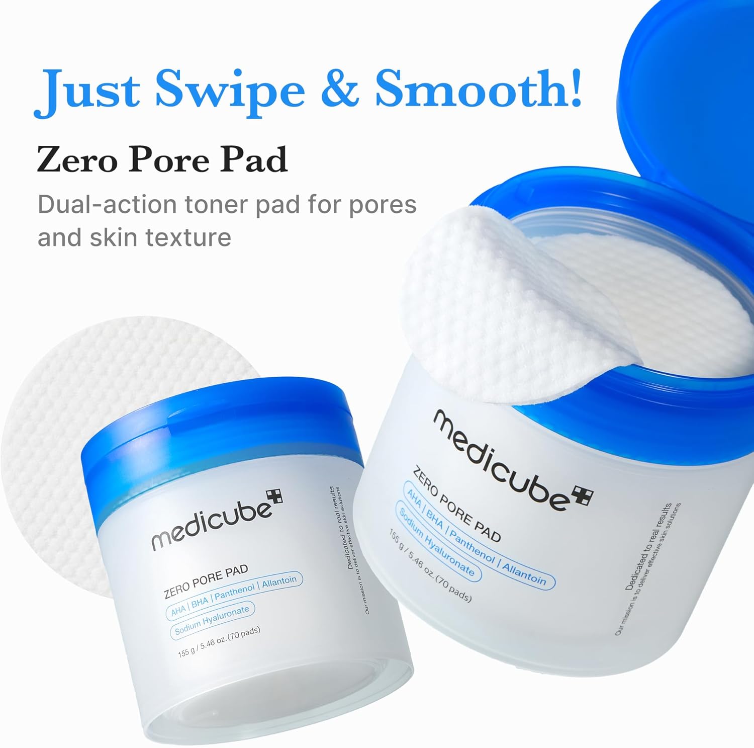 medicube Zero Pore Pads Dual-Textured Facial Toner Pads Exfoliation and Pore Care with AHA Lactic Acid BHA Salicylic Acid All Skin Types Korean Skin Care 155g