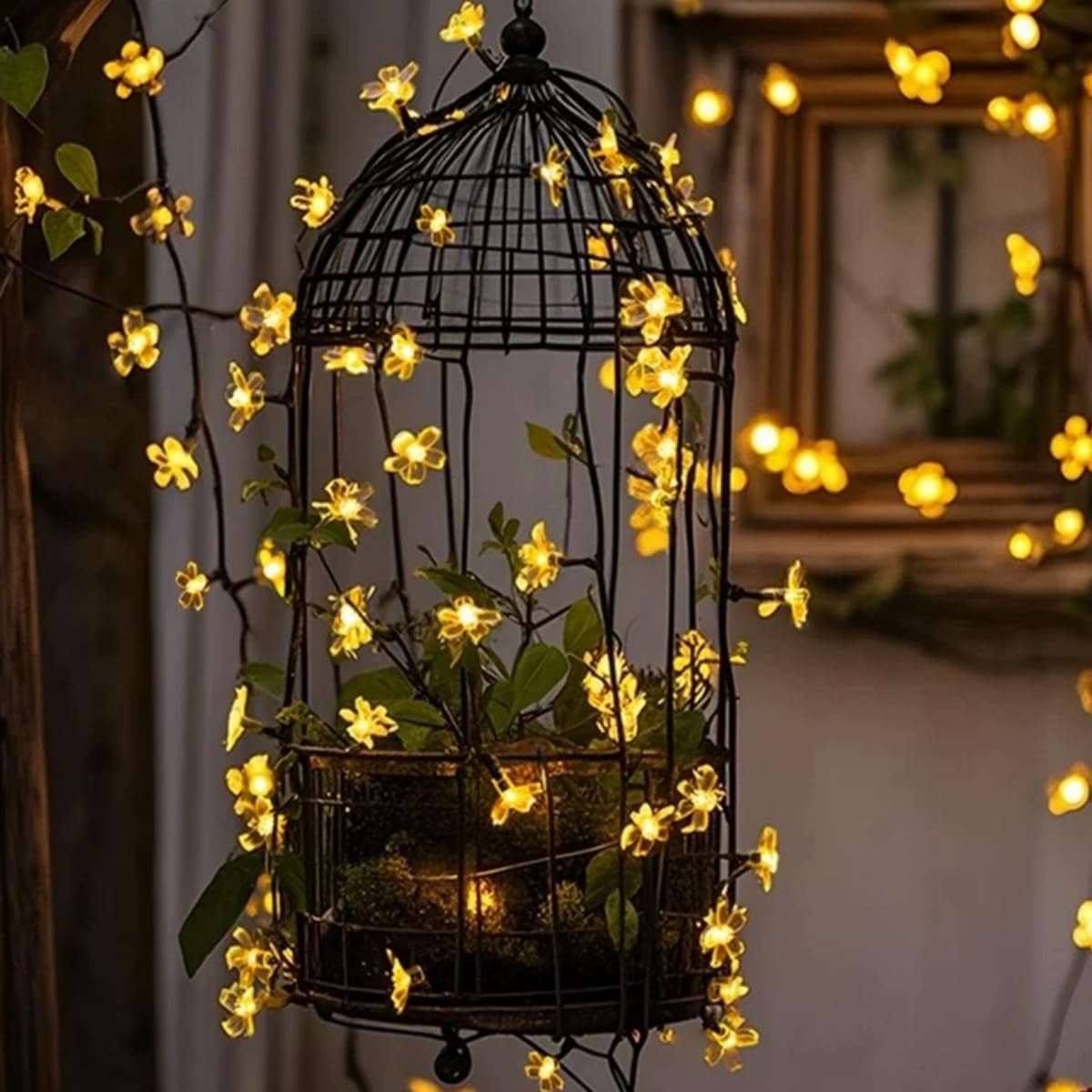 Solar Fairy Lights Outdoor Waterproof 50LED Flower Solar Garden Lights 8 Mode 9.5M 31FT IndoorOutdoor Blossom String Lights for Garden Patio Yard Home 