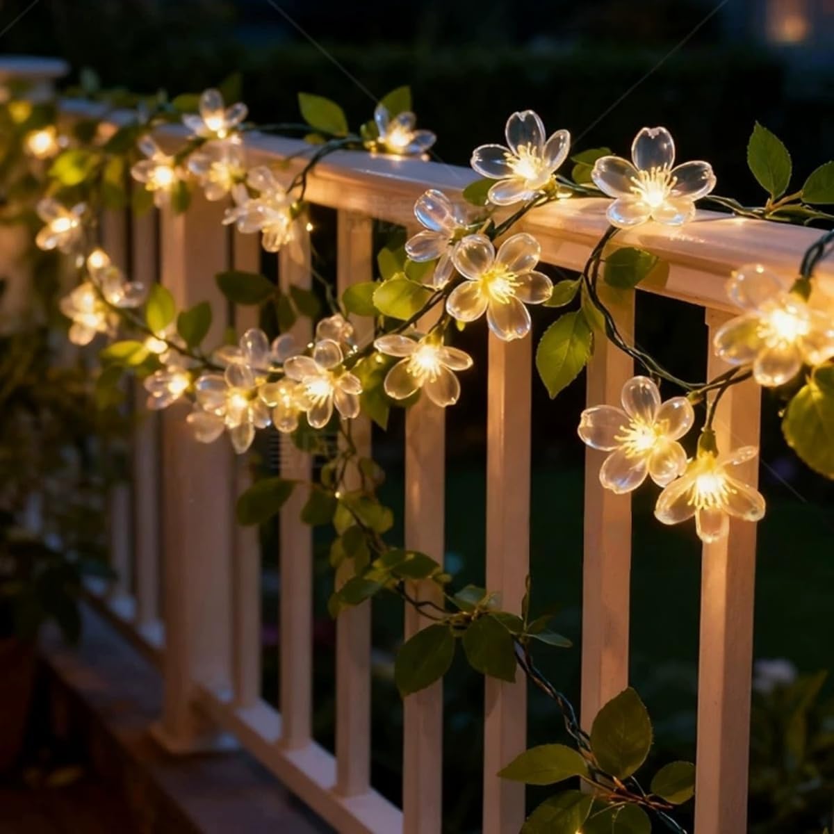 Solar Fairy Lights Outdoor Waterproof 50LED Flower Solar Garden Lights 8 Mode 9.5M 31FT IndoorOutdoor Blossom String Lights for Garden Patio Yard Home 