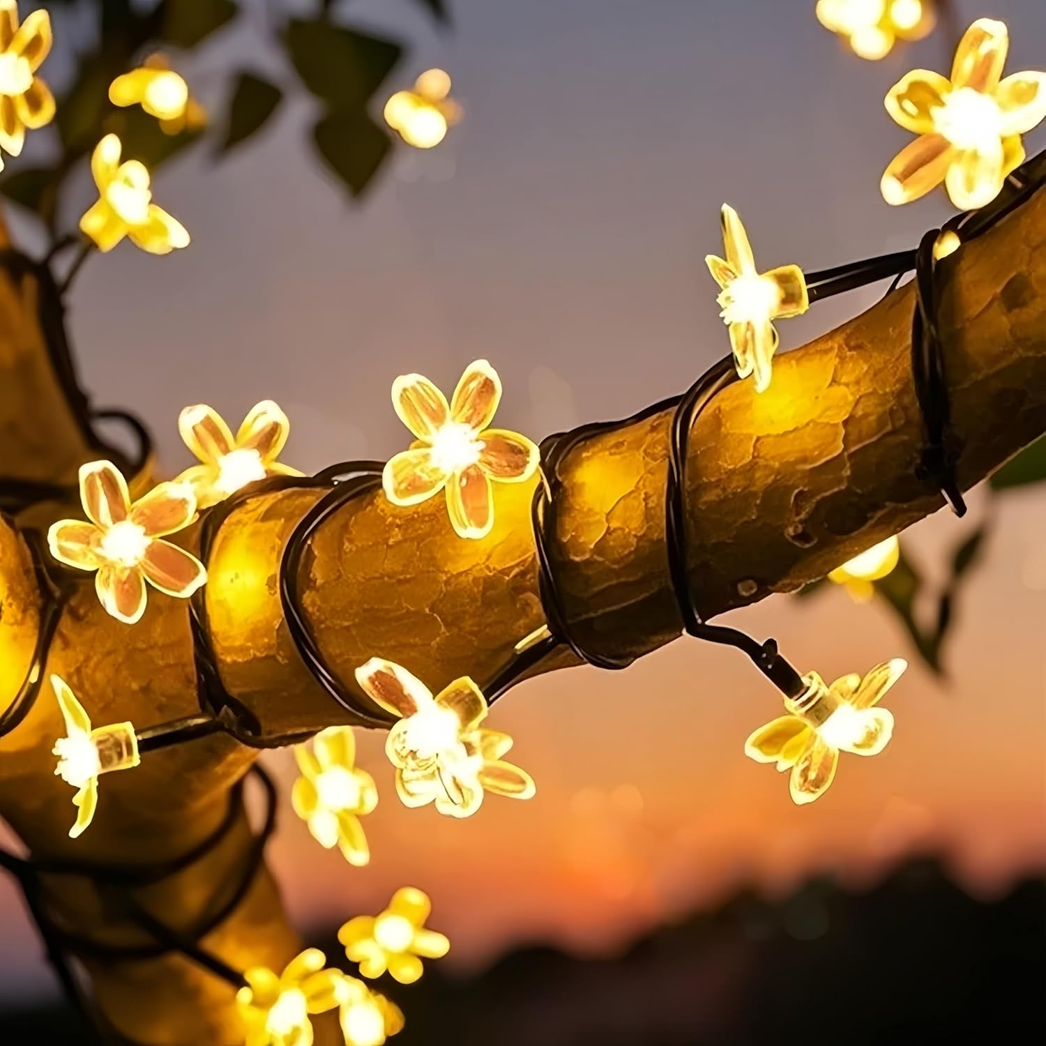 Solar Fairy Lights Outdoor Waterproof 50LED Flower Solar Garden Lights 8 Mode 9.5M 31FT IndoorOutdoor Blossom String Lights for Garden Patio Yard Home 