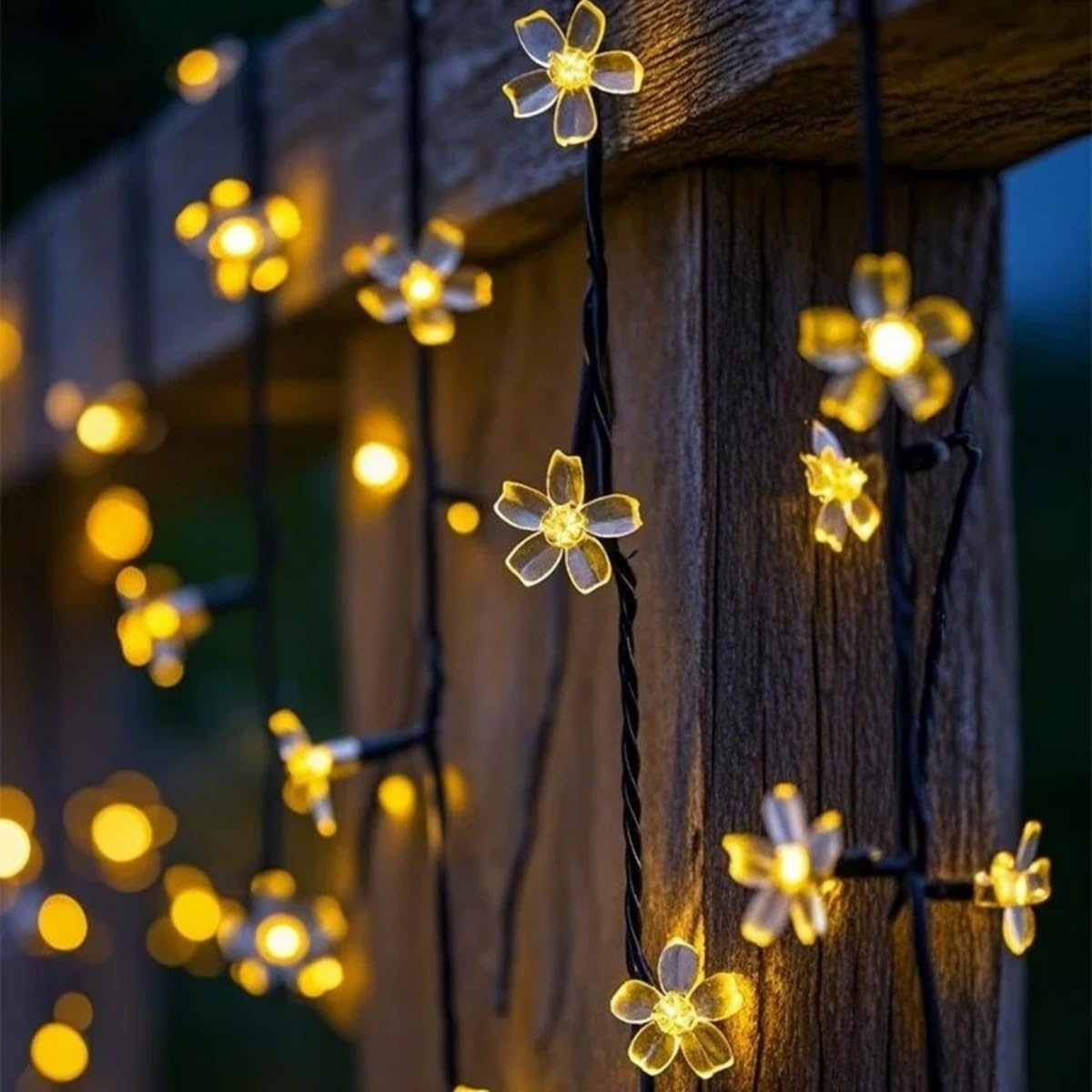 Solar Fairy Lights Outdoor Waterproof 50LED Flower Solar Garden Lights 8 Mode 9.5M 31FT IndoorOutdoor Blossom String Lights for Garden Patio Yard Home 