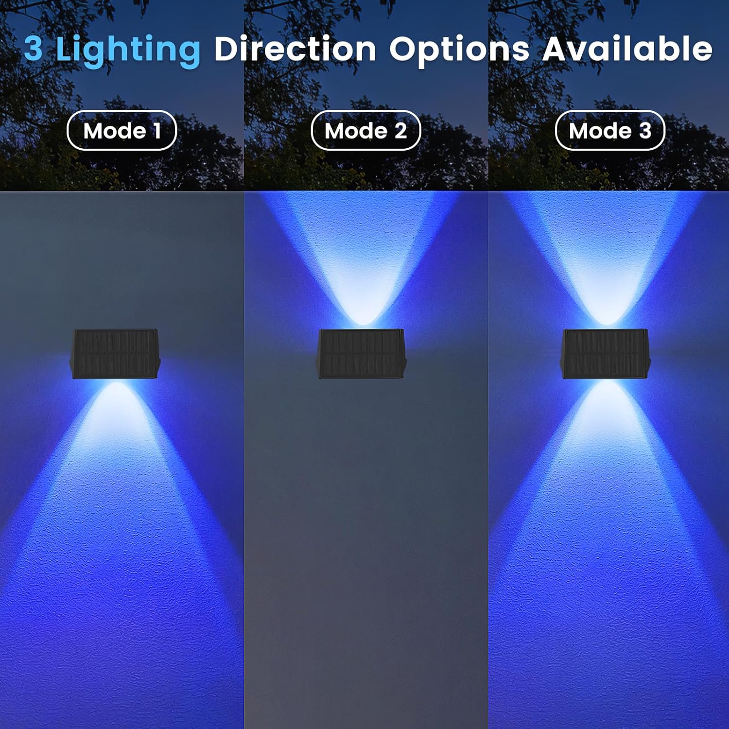 (Multicolor) Solar Fence Lights Outdoor 4 Pack Solar Up and Down Wall Lights Warm White Waterproof IP67 3 Light Modes Auto On/Off for Garden Fence Patio 
