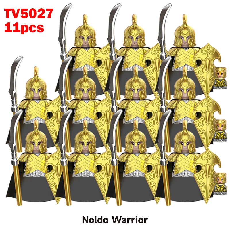 (Style F) Medieval Elf Mini Figures Gold Army Soldier Building Blocks Assemble War Toy Gifts for Kids