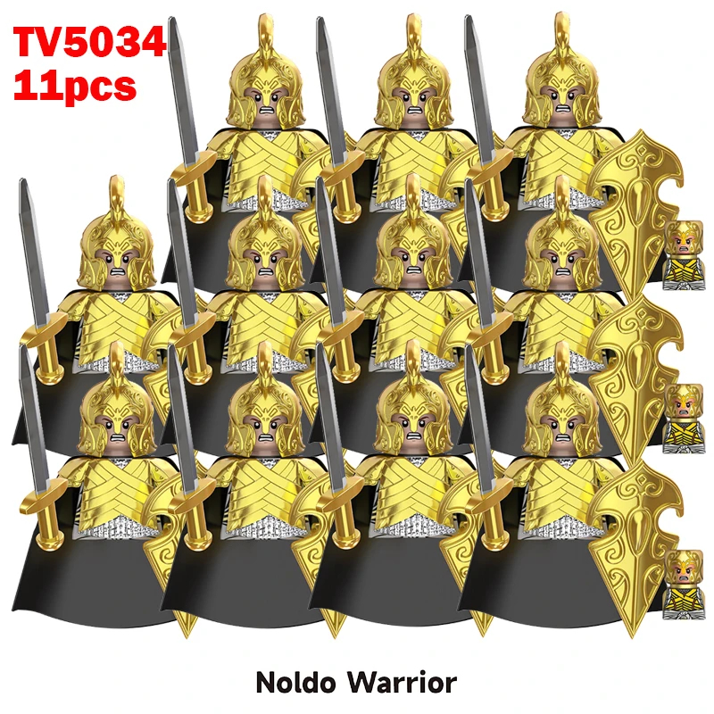 (Style F) Medieval Elf Mini Figures Gold Army Soldier Building Blocks Assemble War Toy Gifts for Kids