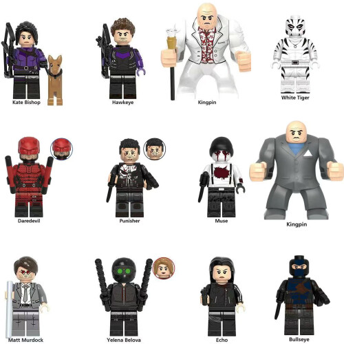 Building Blocks Marvel Anime Minifigure White Tiger Bullseye Fit Lego Toys Gifts for Kids
