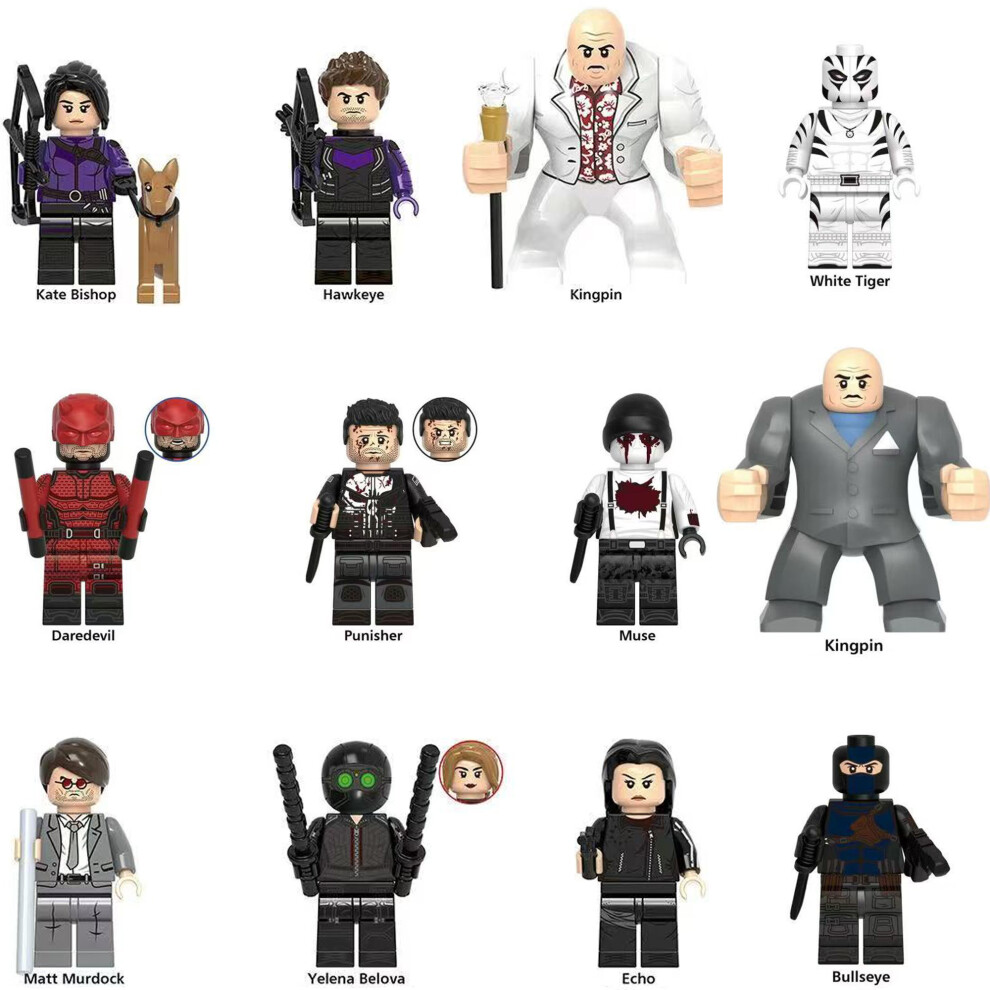 Building Blocks Marvel Anime Minifigure White Tiger Bullseye Fit Lego Toys Gifts for Kids