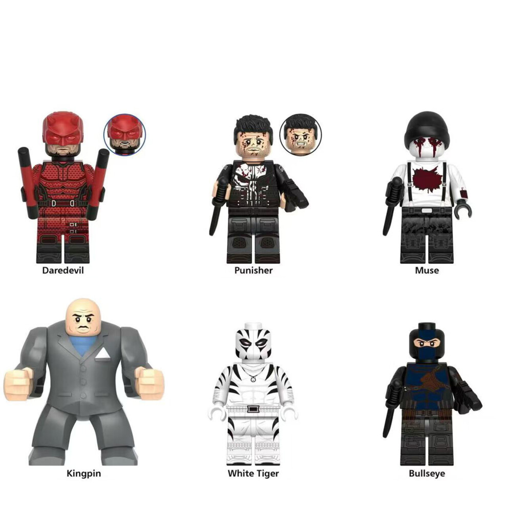 Building Blocks Marvel Anime Minifigure White Tiger Bullseye Fit Lego Toys Gifts for Kids