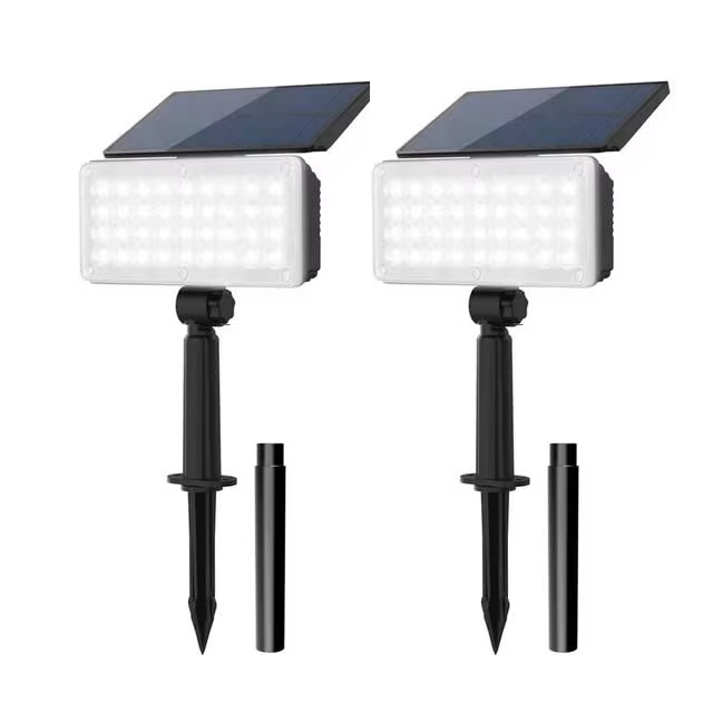 (Warm White) 2PCS Solar Outdoor Light Led Landscape Decoration Countyard Spotlight Waterproof Garden Wall Street Tree Solar Lamp Green Light