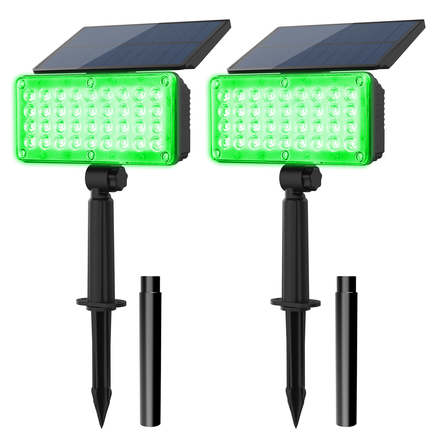(Warm White) 2PCS Solar Outdoor Light Led Landscape Decoration Countyard Spotlight Waterproof Garden Wall Street Tree Solar Lamp Green Light