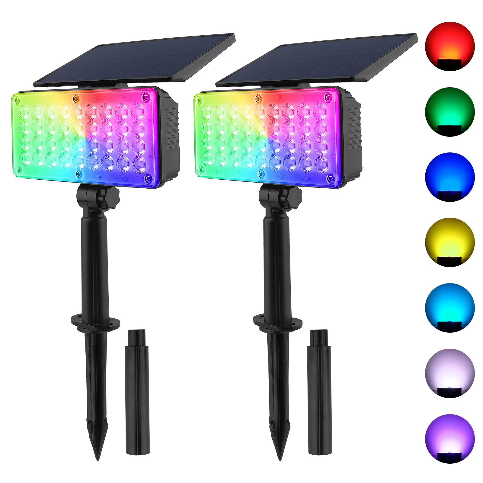 (Warm White) 2PCS Solar Outdoor Light Led Landscape Decoration Countyard Spotlight Waterproof Garden Wall Street Tree Solar Lamp Green Light