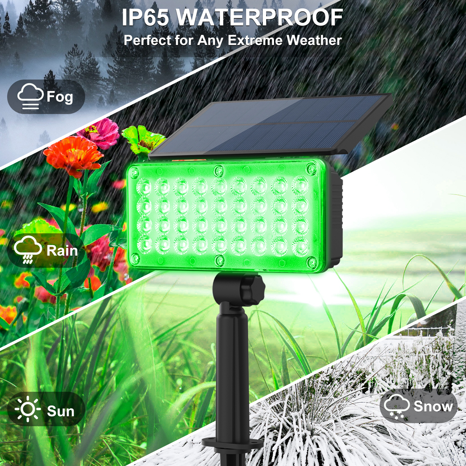 (Warm White) 2PCS Solar Outdoor Light Led Landscape Decoration Countyard Spotlight Waterproof Garden Wall Street Tree Solar Lamp Green Light