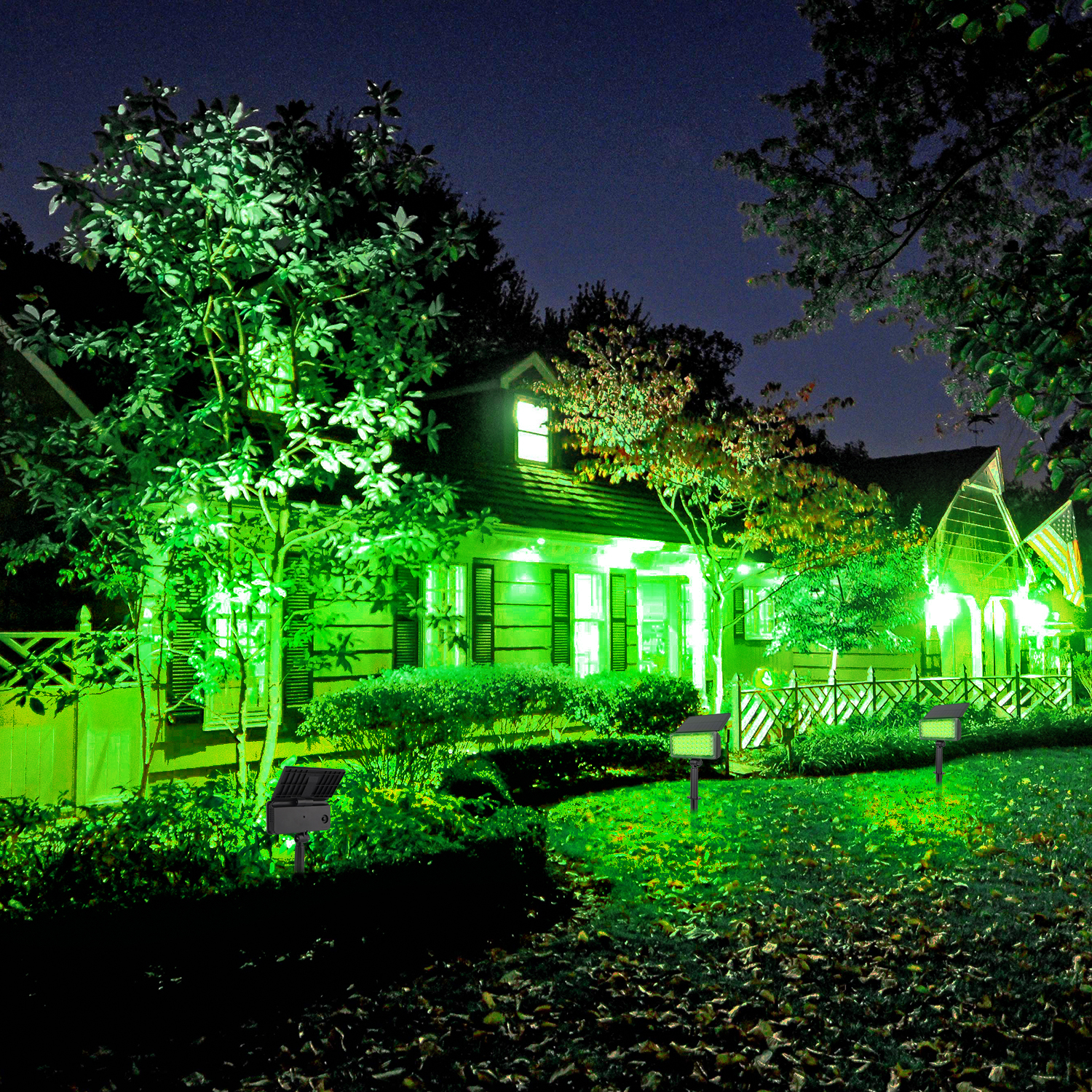 (Warm White) 2PCS Solar Outdoor Light Led Landscape Decoration Countyard Spotlight Waterproof Garden Wall Street Tree Solar Lamp Green Light