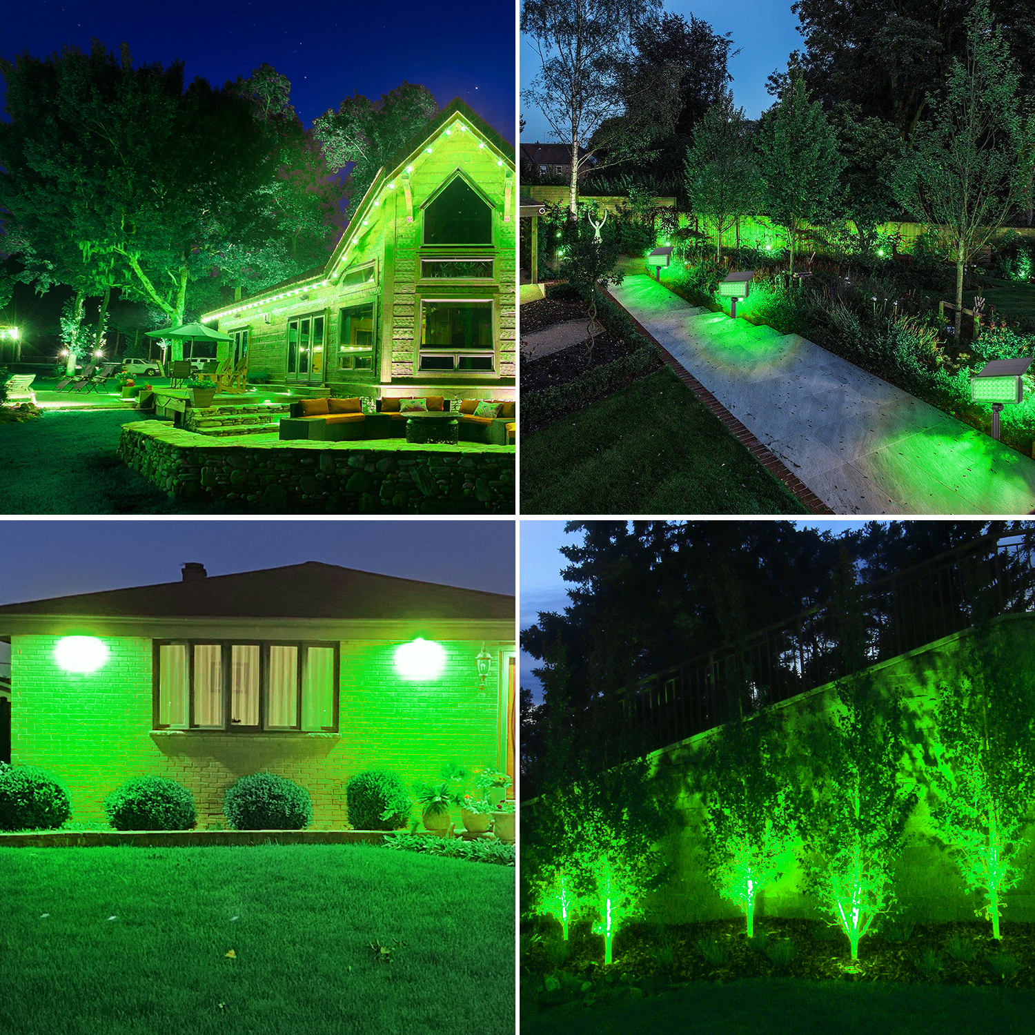 (Warm White) 2PCS Solar Outdoor Light Led Landscape Decoration Countyard Spotlight Waterproof Garden Wall Street Tree Solar Lamp Green Light