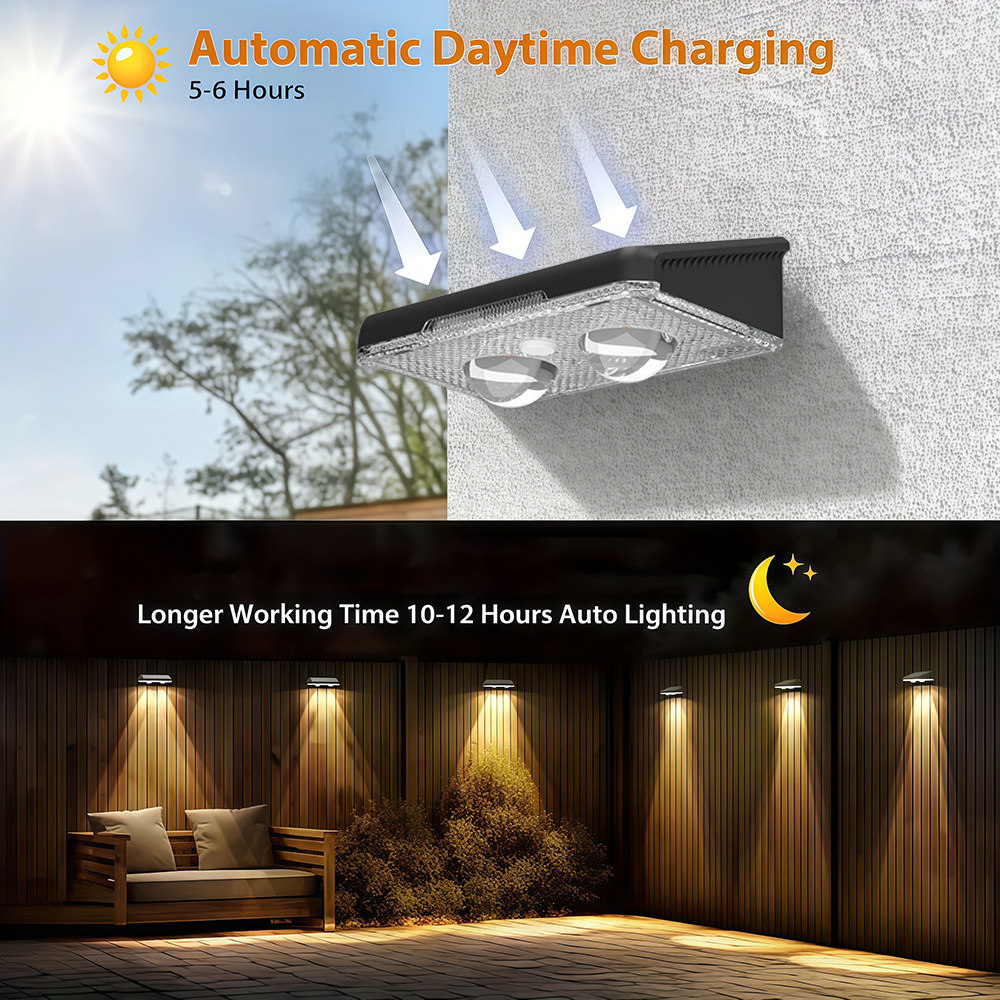(8 PCS)   LED Solar Light Outdoor Waterproof Wall Lamp RGB Color Solar Lights For Path Garden Balcony Yard Fence Landscape Decor Lighting