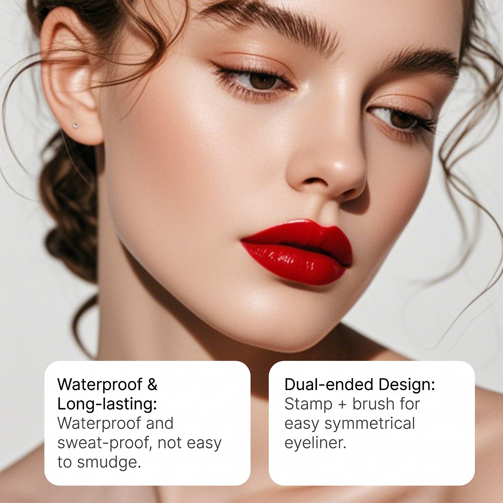 Brown Eye Stamp Liner Pen Double Ended Smooth Glide Easy Use Stamp Eyeliner for Daily Makeup Brown