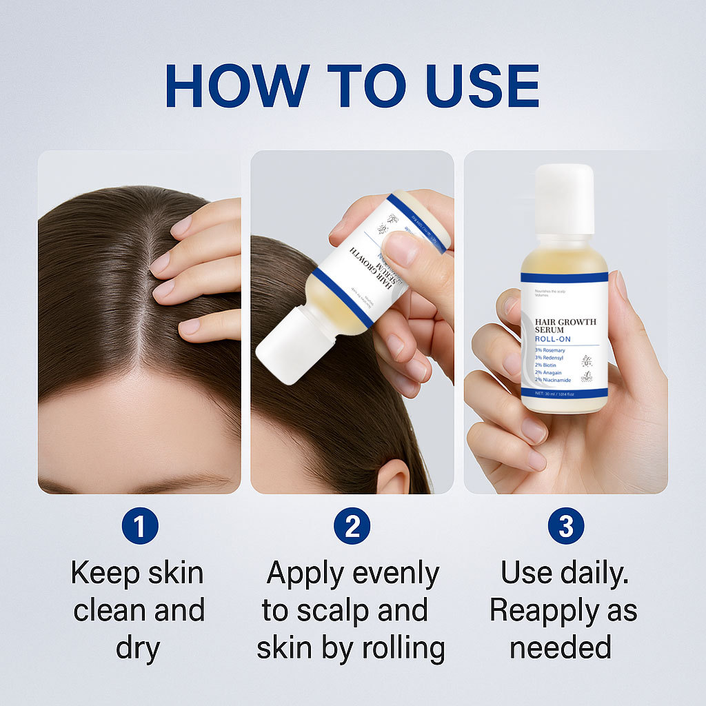 Hair Growth Serum Roll On Nourishing Scalp Treatment For Thinning Hair Daily Root Care 30ml