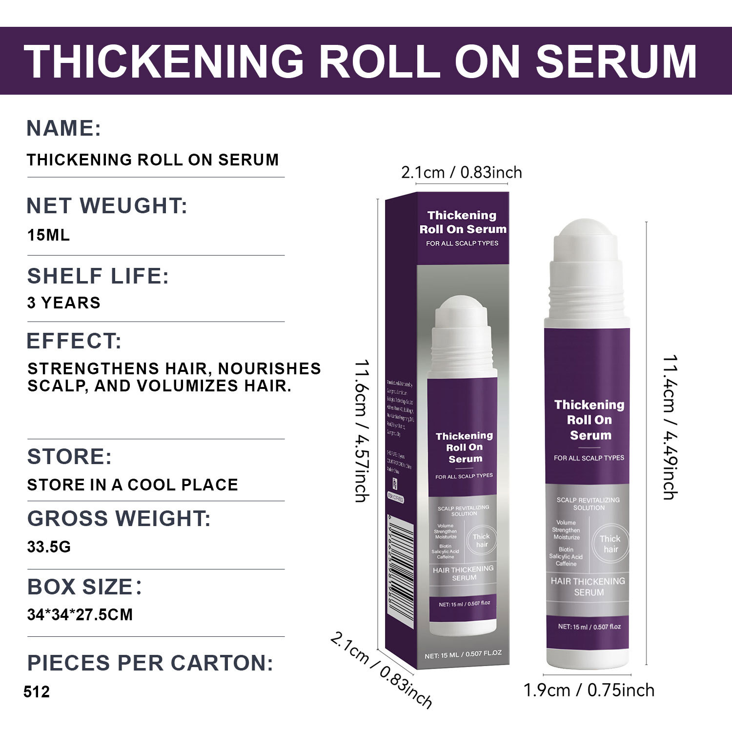 Hair Thickening Roll On Essence Nourishing Scalp Treatment For Thinning Hair Daily Root And Follicle Care
