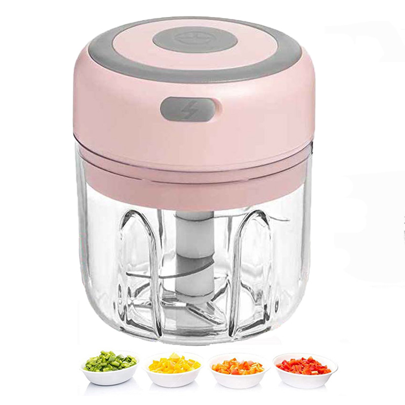 (Pink) Electric Kitchen Food Chopper Mini Garlic Grinder Masher Crusher Portable Meat Grinder Vegetable Chopper For Kitchen Gadgets