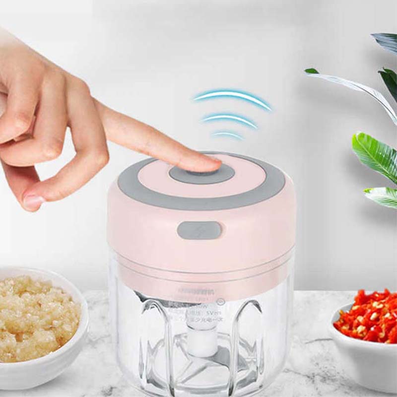 (Pink) Electric Kitchen Food Chopper Mini Garlic Grinder Masher Crusher Portable Meat Grinder Vegetable Chopper For Kitchen Gadgets
