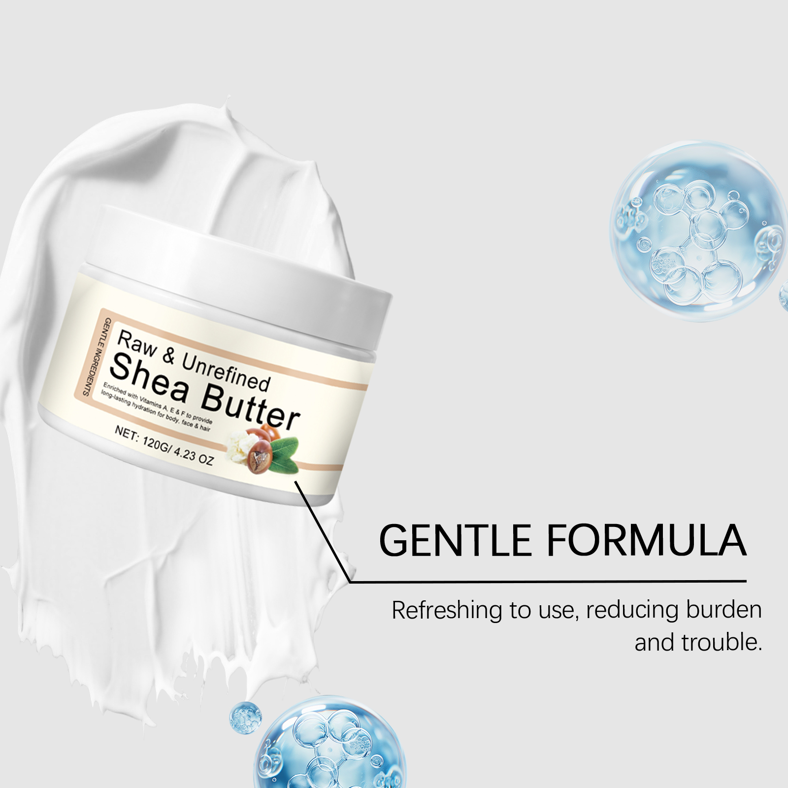 Moisturizing Nourishing Shea Butter Cream Mild Gentle Hydrating For Face Body Skin Hair Daily Care Lotion