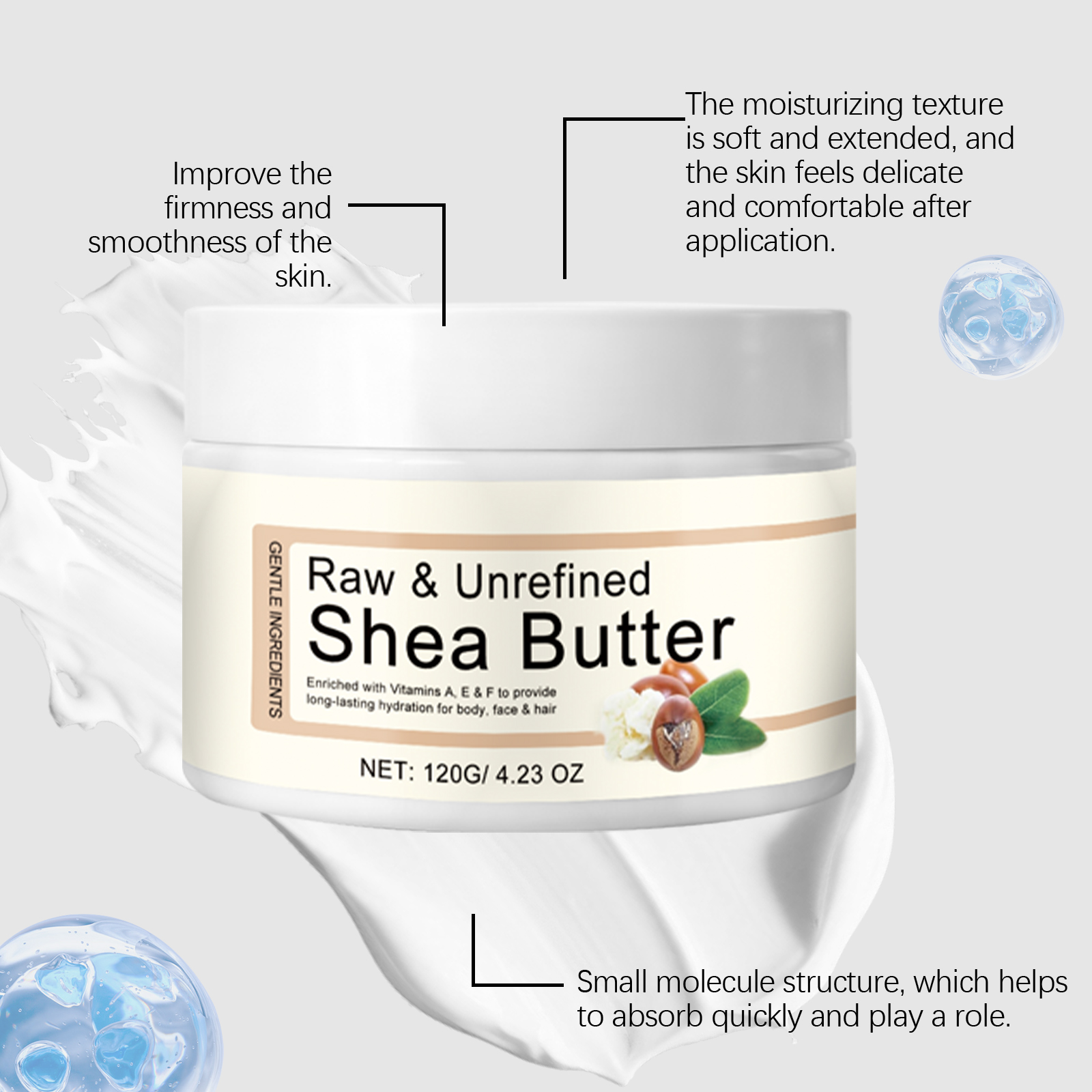 Moisturizing Nourishing Shea Butter Cream Mild Gentle Hydrating For Face Body Skin Hair Daily Care Lotion