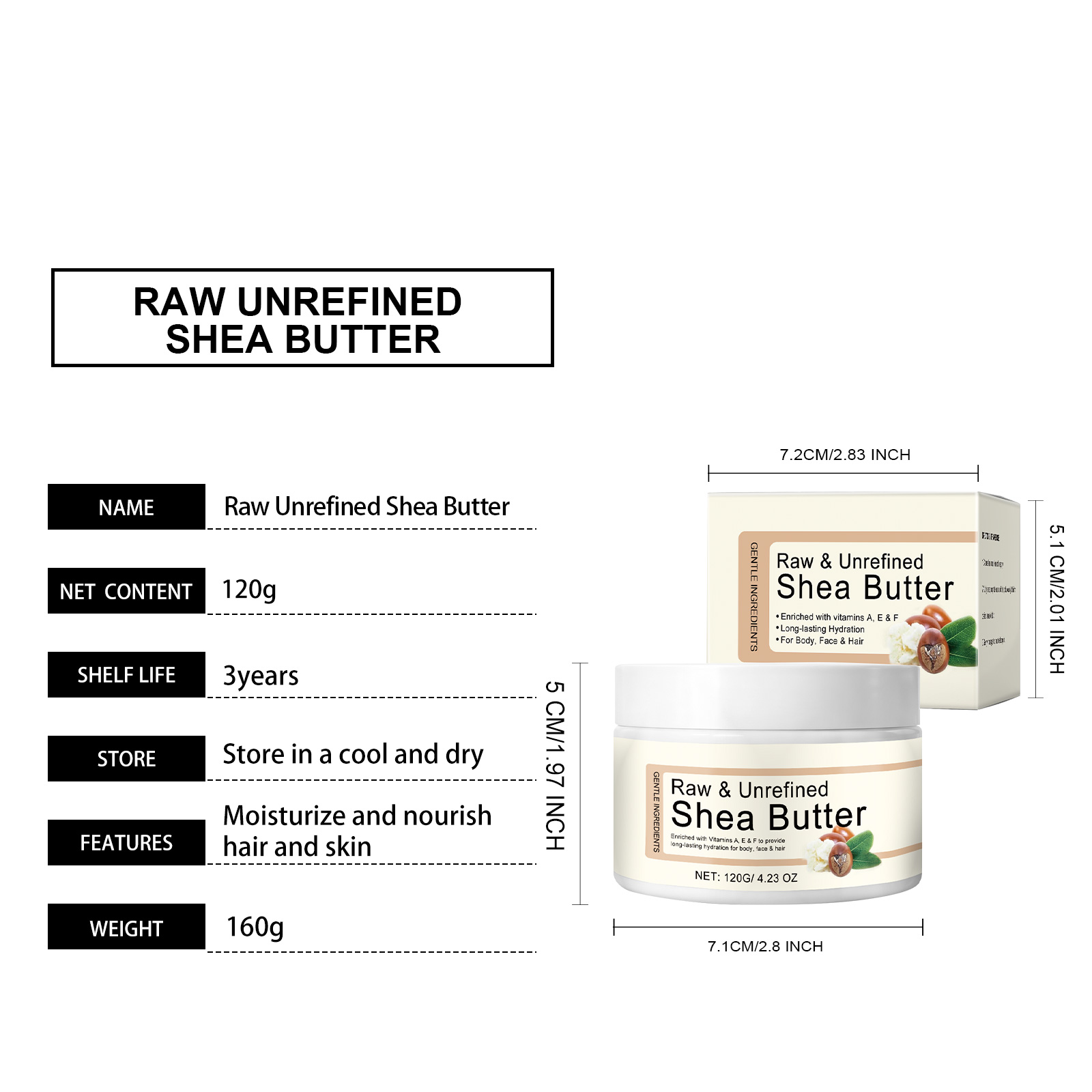 Moisturizing Nourishing Shea Butter Cream Mild Gentle Hydrating For Face Body Skin Hair Daily Care Lotion