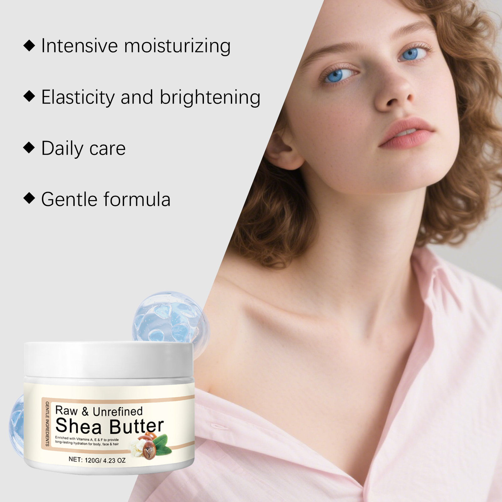 Moisturizing Nourishing Shea Butter Cream Mild Gentle Hydrating For Face Body Skin Hair Daily Care Lotion