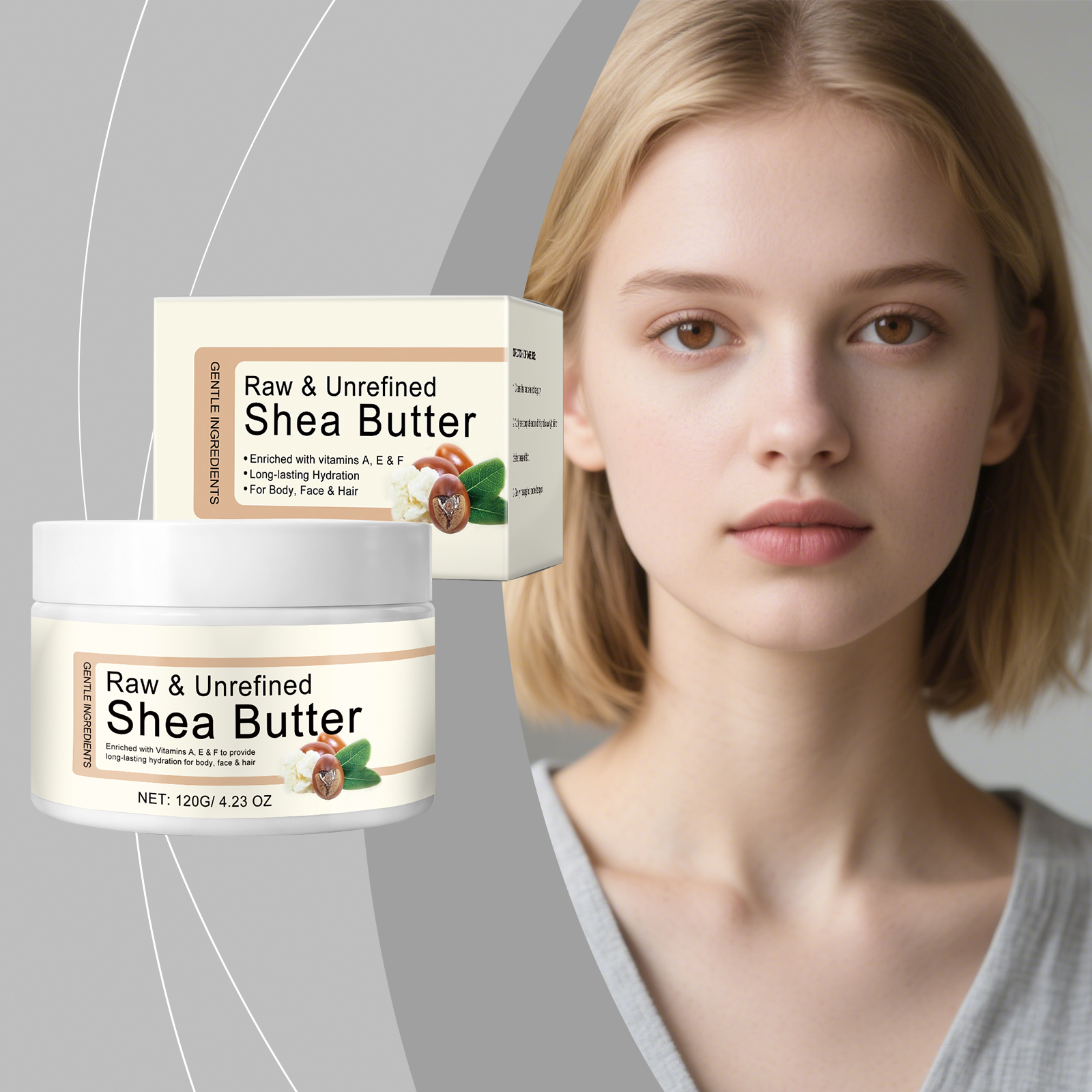 Moisturizing Nourishing Shea Butter Cream Mild Gentle Hydrating For Face Body Skin Hair Daily Care Lotion
