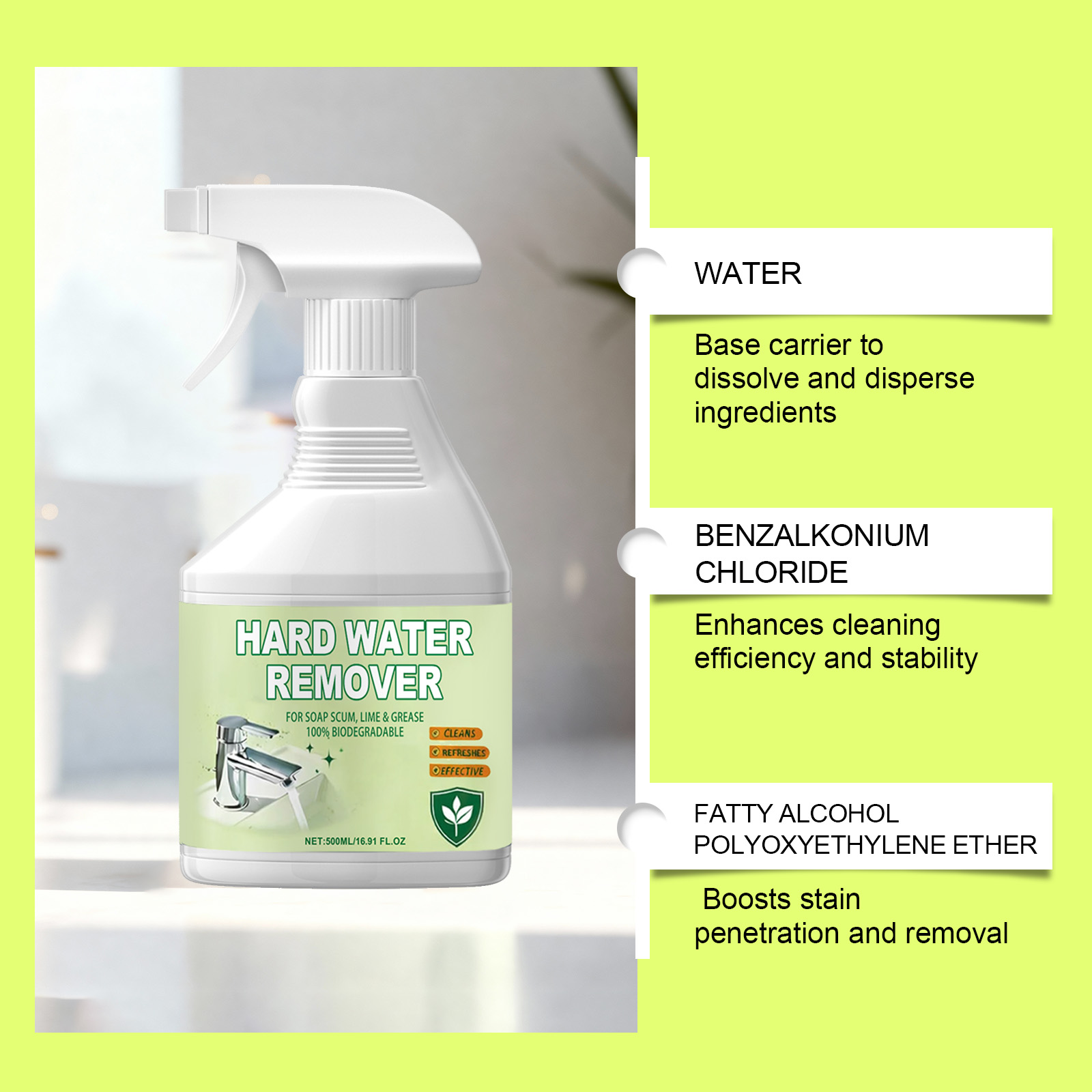 Hard Water Stain Remover Multi Purpose Clean Shiny Kitchen Bathroom Sink Dirt Household Care Wash