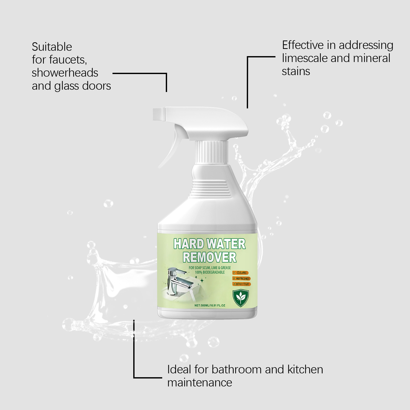 Hard Water Stain Remover Multi Purpose Clean Shiny Kitchen Bathroom Sink Dirt Household Care Wash