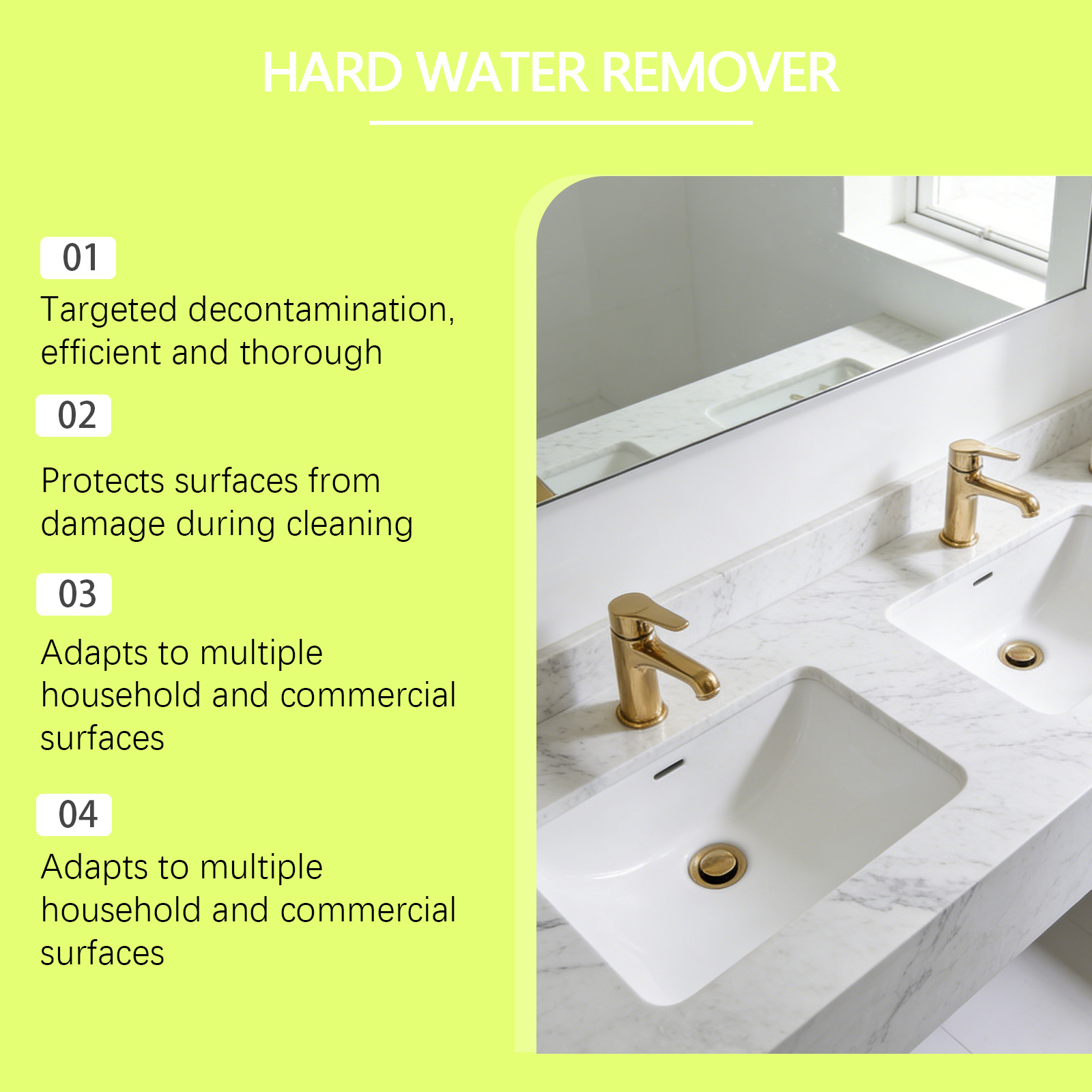 Hard Water Stain Remover Multi Purpose Clean Shiny Kitchen Bathroom Sink Dirt Household Care Wash