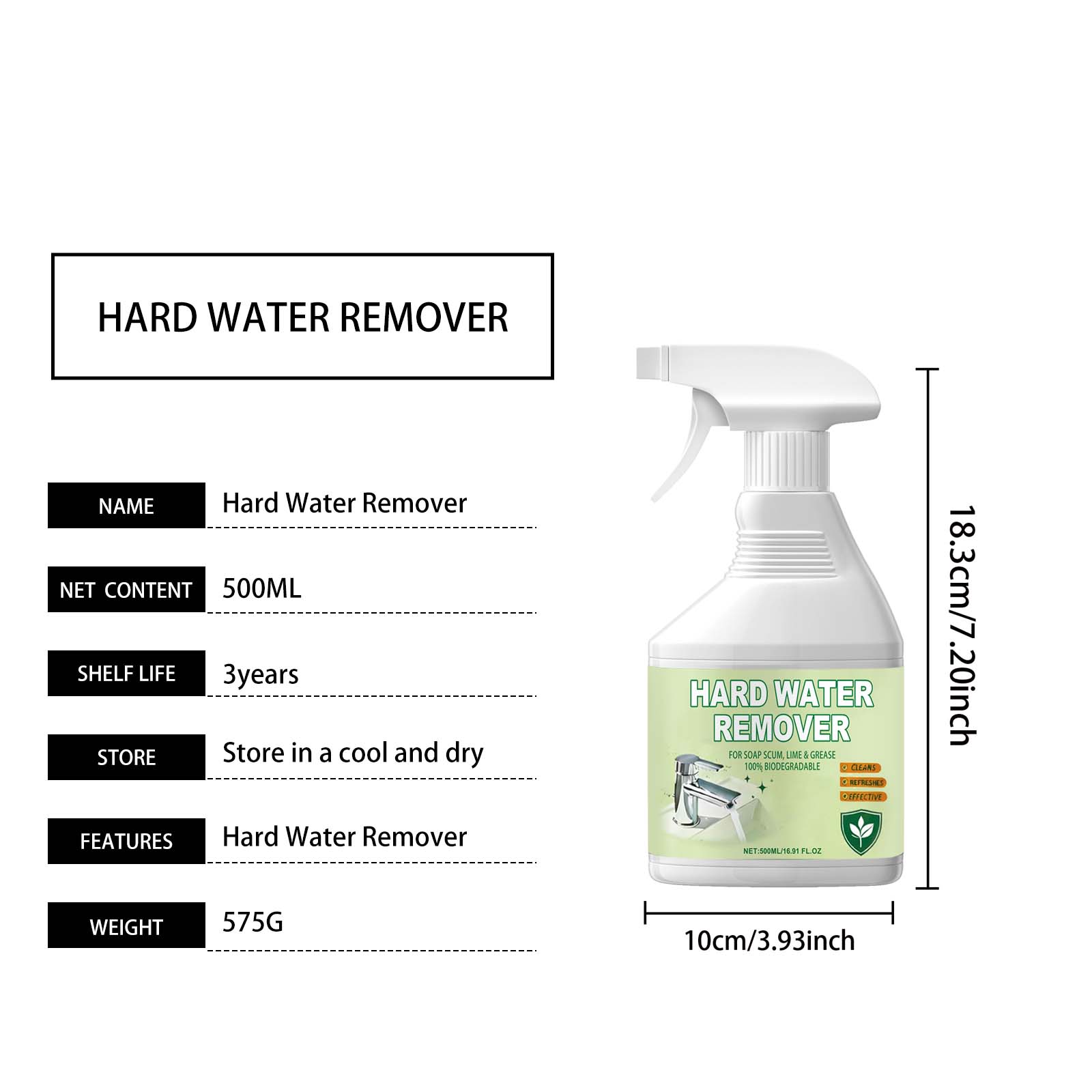 Hard Water Stain Remover Multi Purpose Clean Shiny Kitchen Bathroom Sink Dirt Household Care Wash