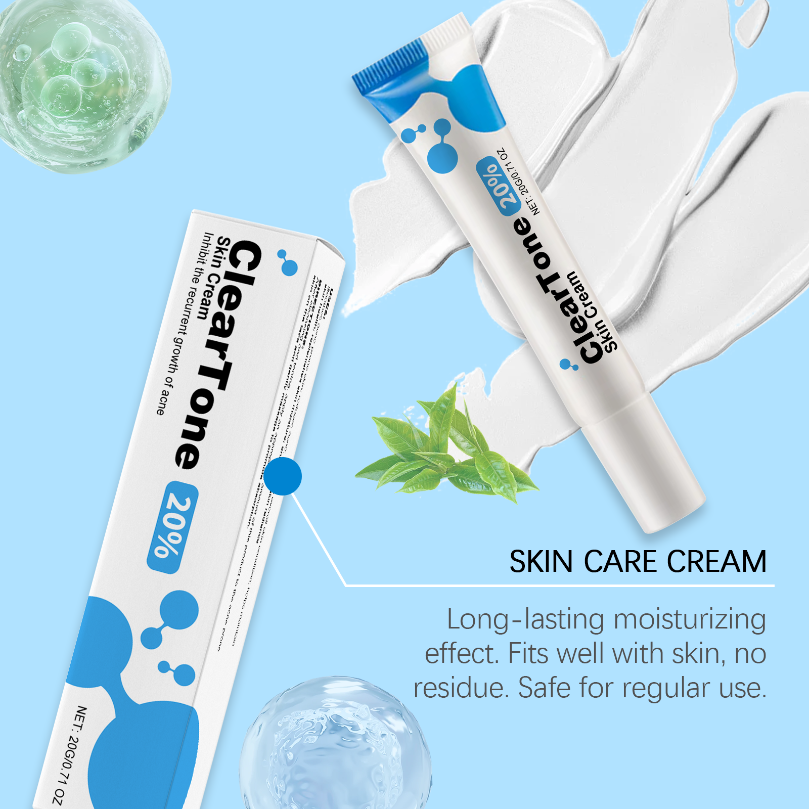 Facial Cream Mild Nourish Acne Moist Hydrate Refreshing Smooth Soften Daily Care