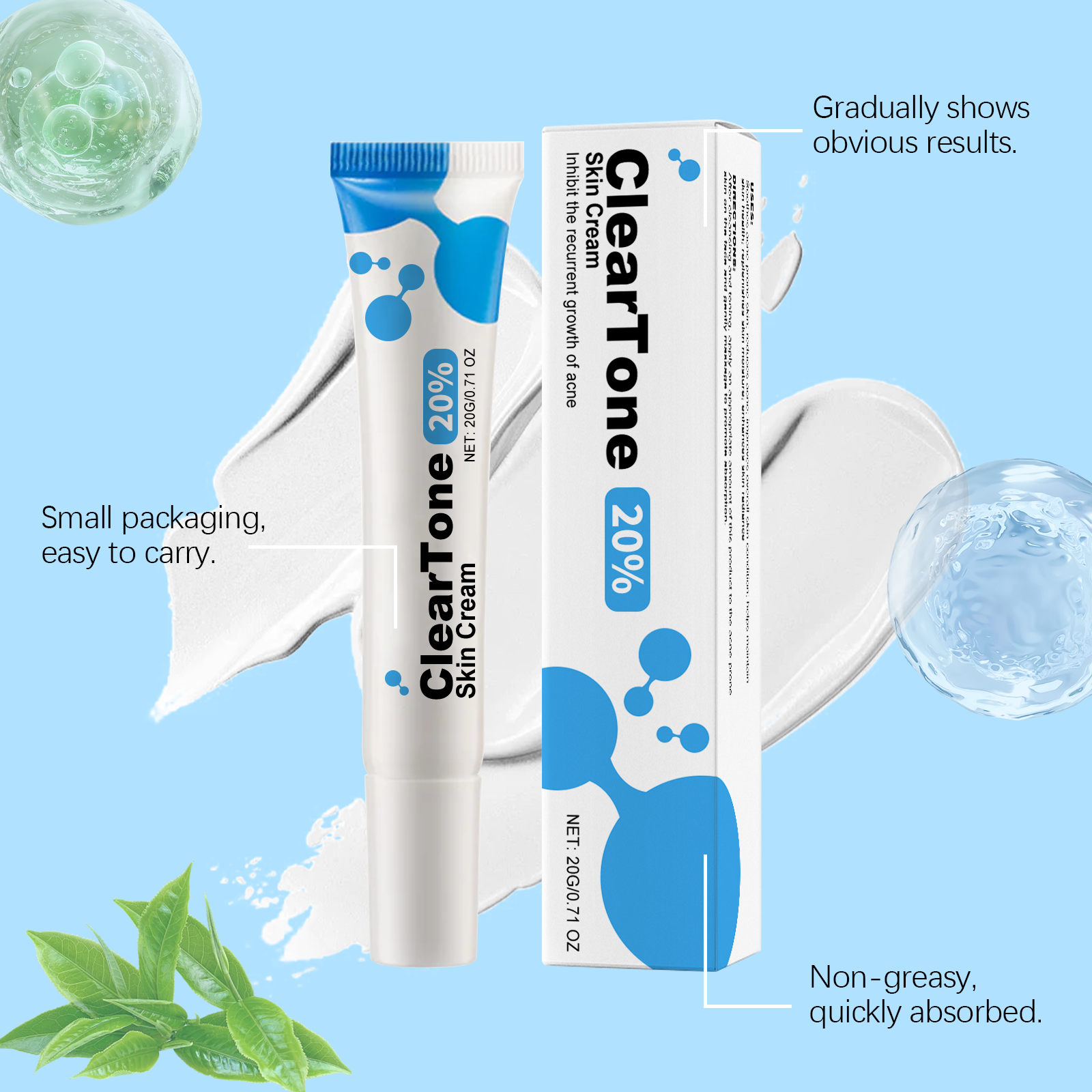 Facial Cream Mild Nourish Acne Moist Hydrate Refreshing Smooth Soften Daily Care