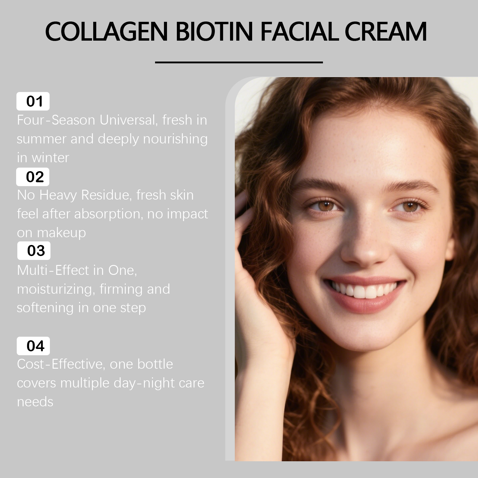 Collagen Biotin Day Night Cream Hydrating Moisturizing Nourishing Softening Facial Daily Skin Care Lotion