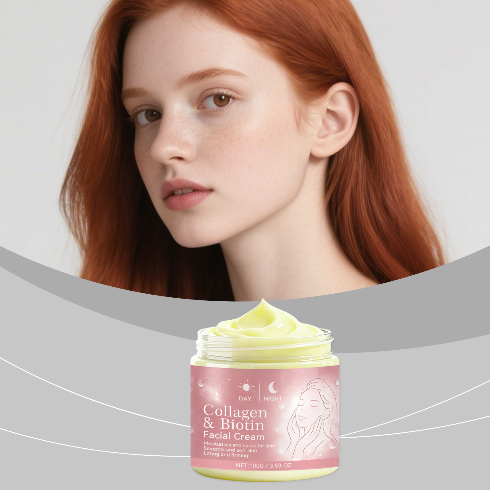 Collagen Biotin Day Night Cream Hydrating Moisturizing Nourishing Softening Facial Daily Skin Care Lotion