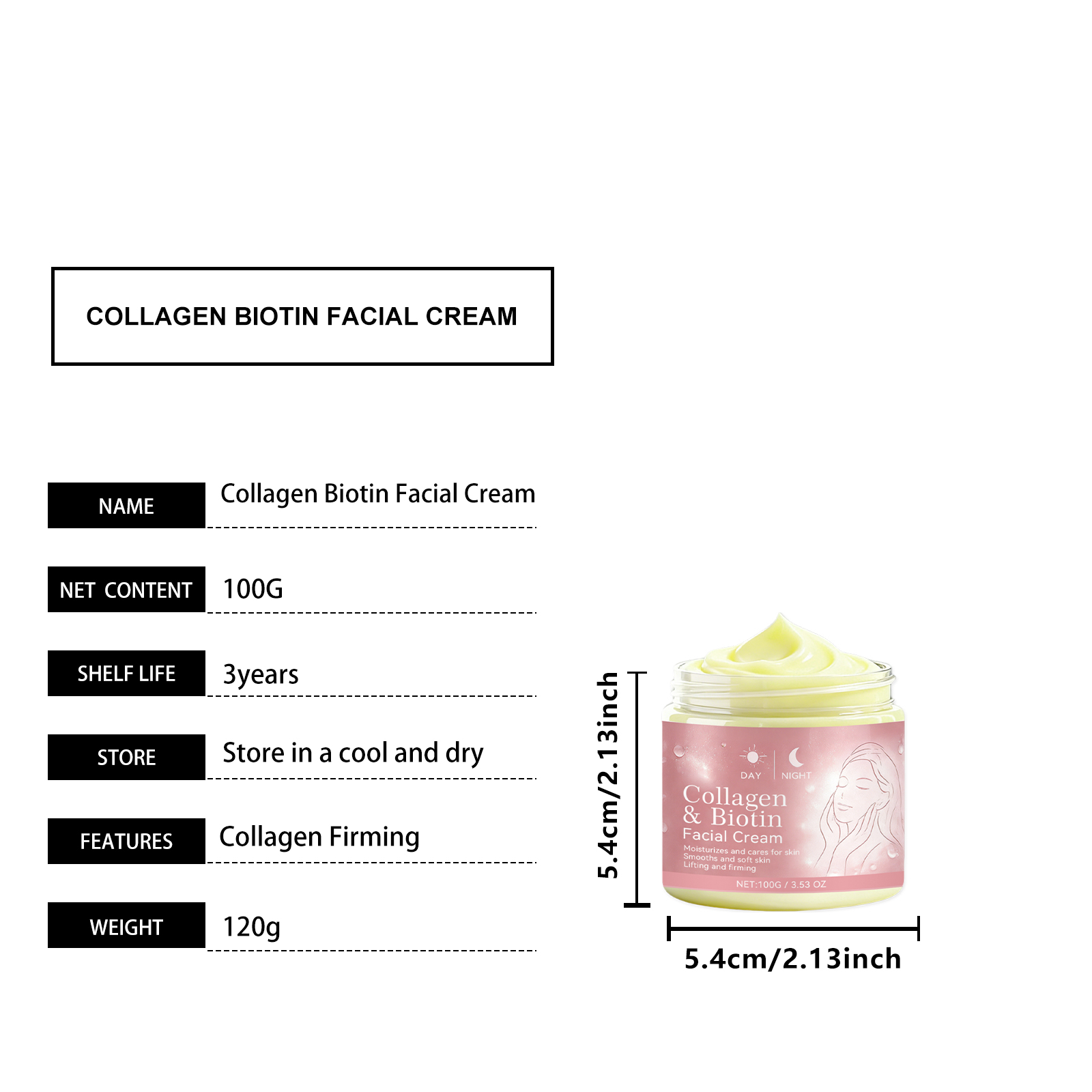 Collagen Biotin Day Night Cream Hydrating Moisturizing Nourishing Softening Facial Daily Skin Care Lotion