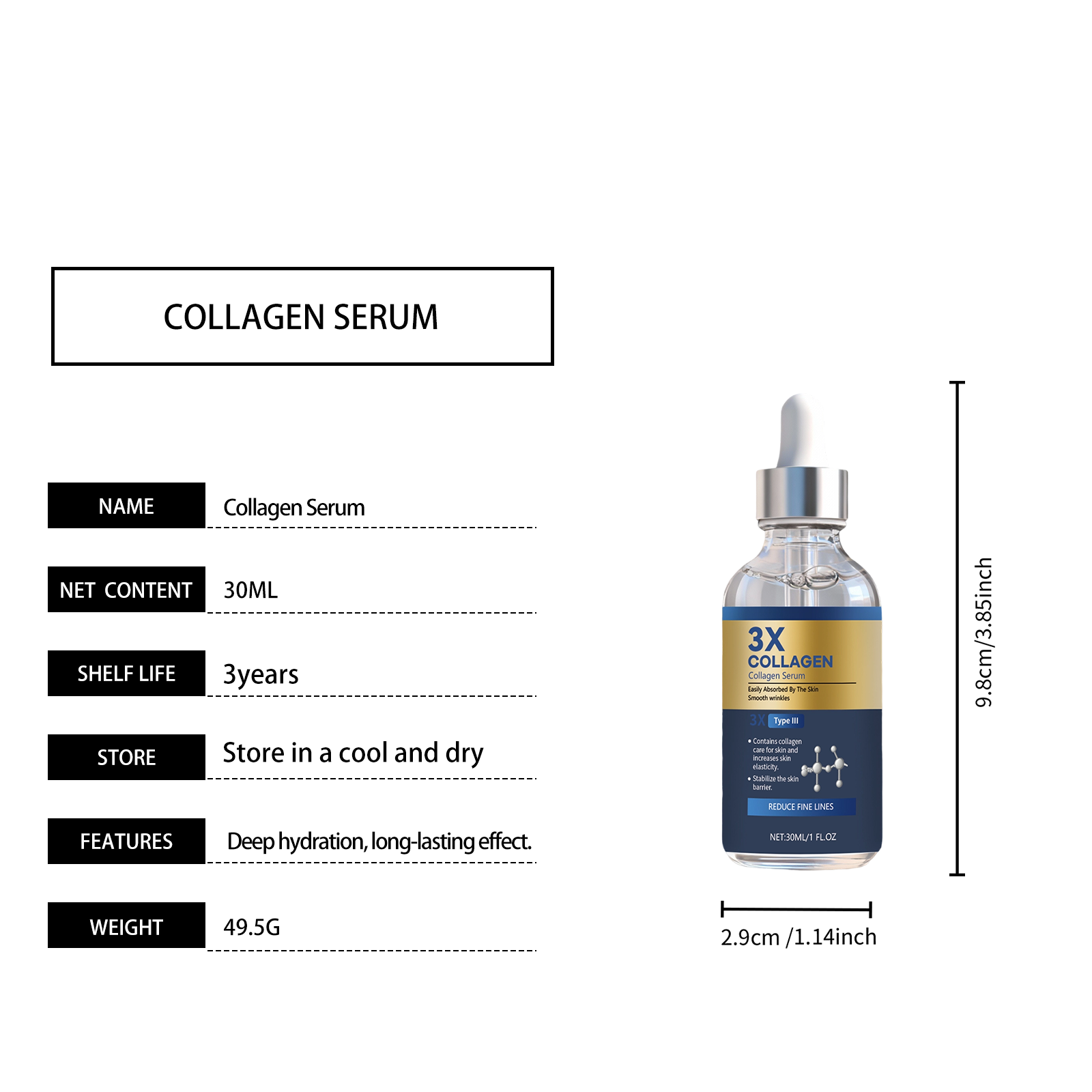 Collagen Essence Liquid Moisturize Replenish Water Lock Water Hydrate Refreshing Easy Absorb Facial Skin Daily Care Gentle Light Smooth