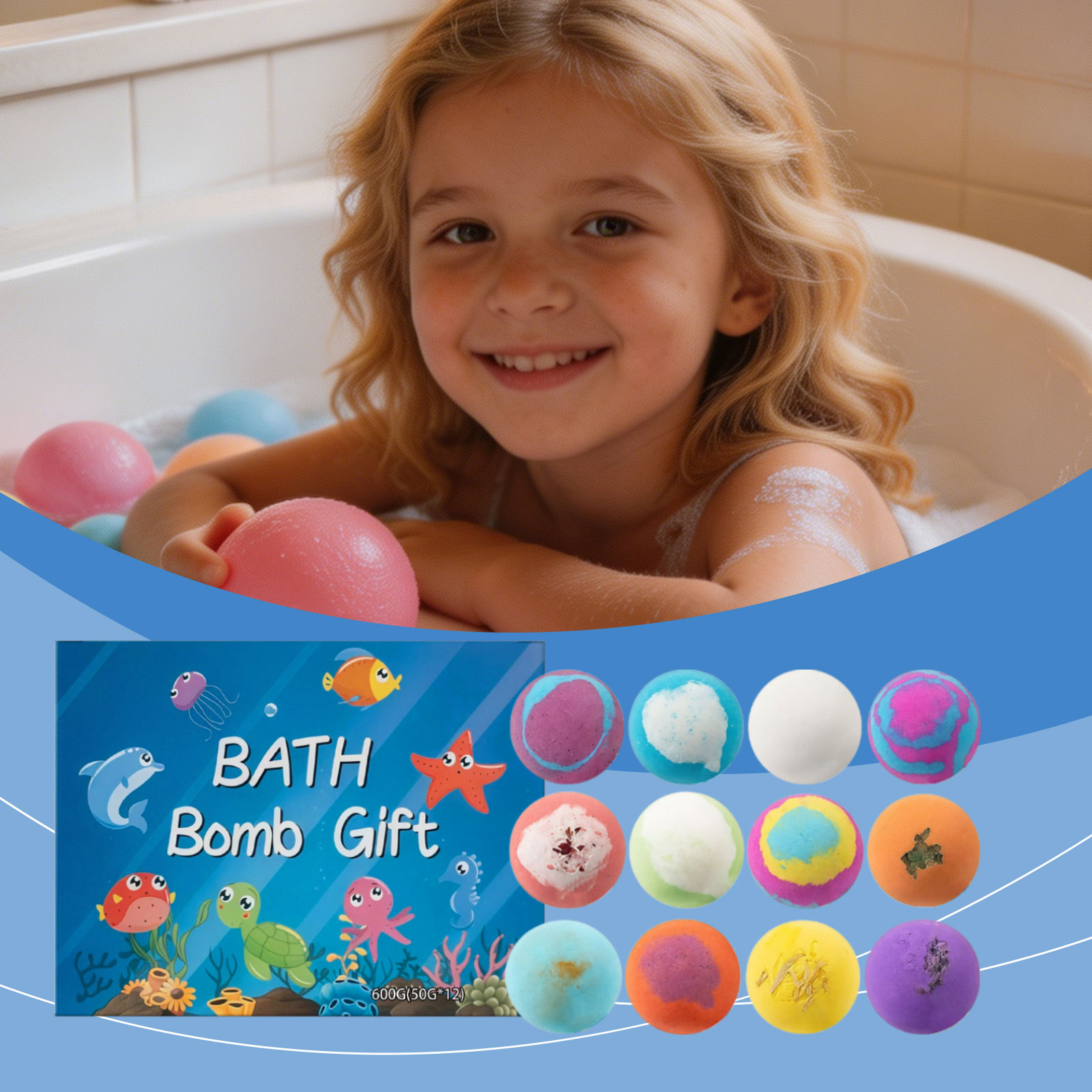 Bath Toy Ball Gift Set Mild Ingredients Nourish Moisturize Clean Body Skin Daily Shower Care