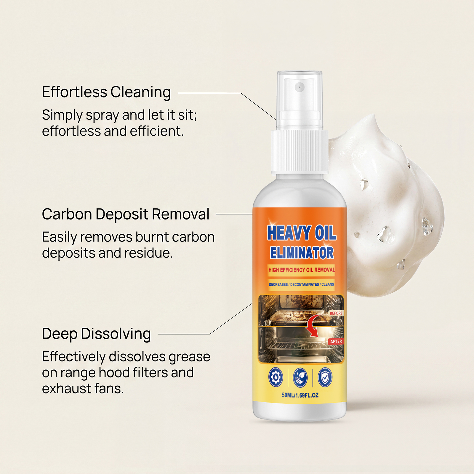 Heavy Grease Cleaning Spray Household Decontamination Purification Renovation Tool Kitchen Steam Oven Microwave Cookware