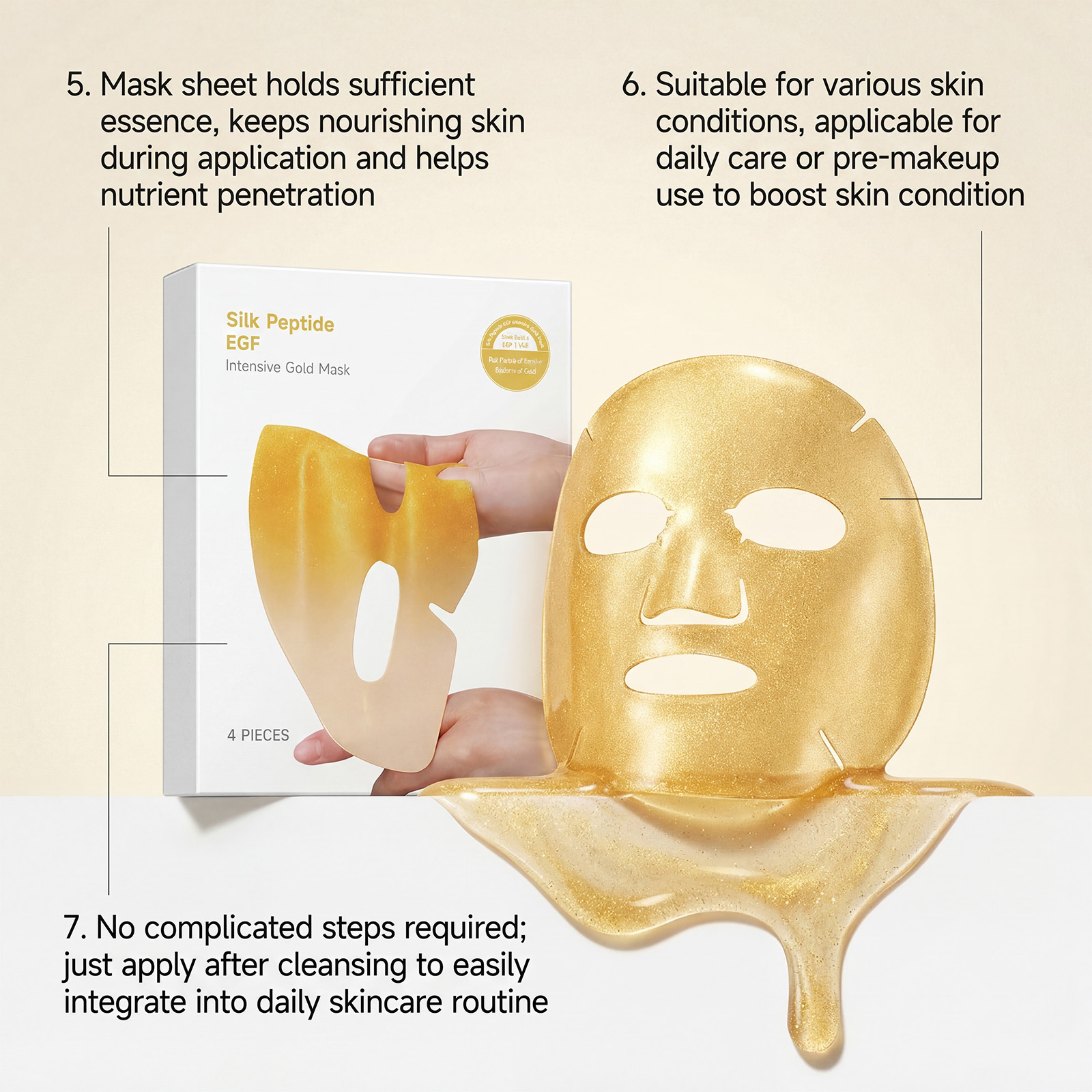 Golden Moisturizing Facial Mask Smooth Gentle Nourishing Delicate Skin Brightening Daily Care