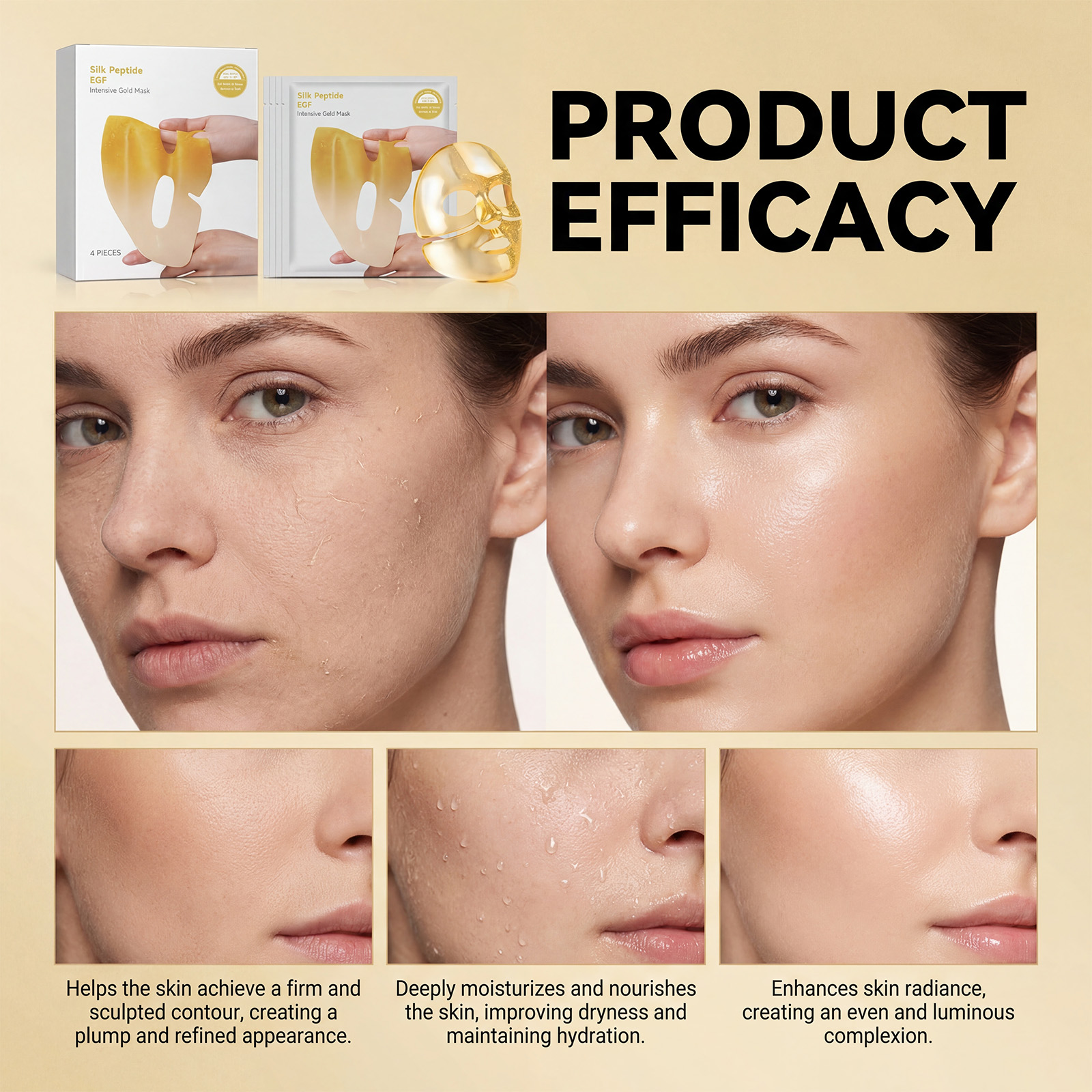 Golden Moisturizing Facial Mask Smooth Gentle Nourishing Delicate Skin Brightening Daily Care