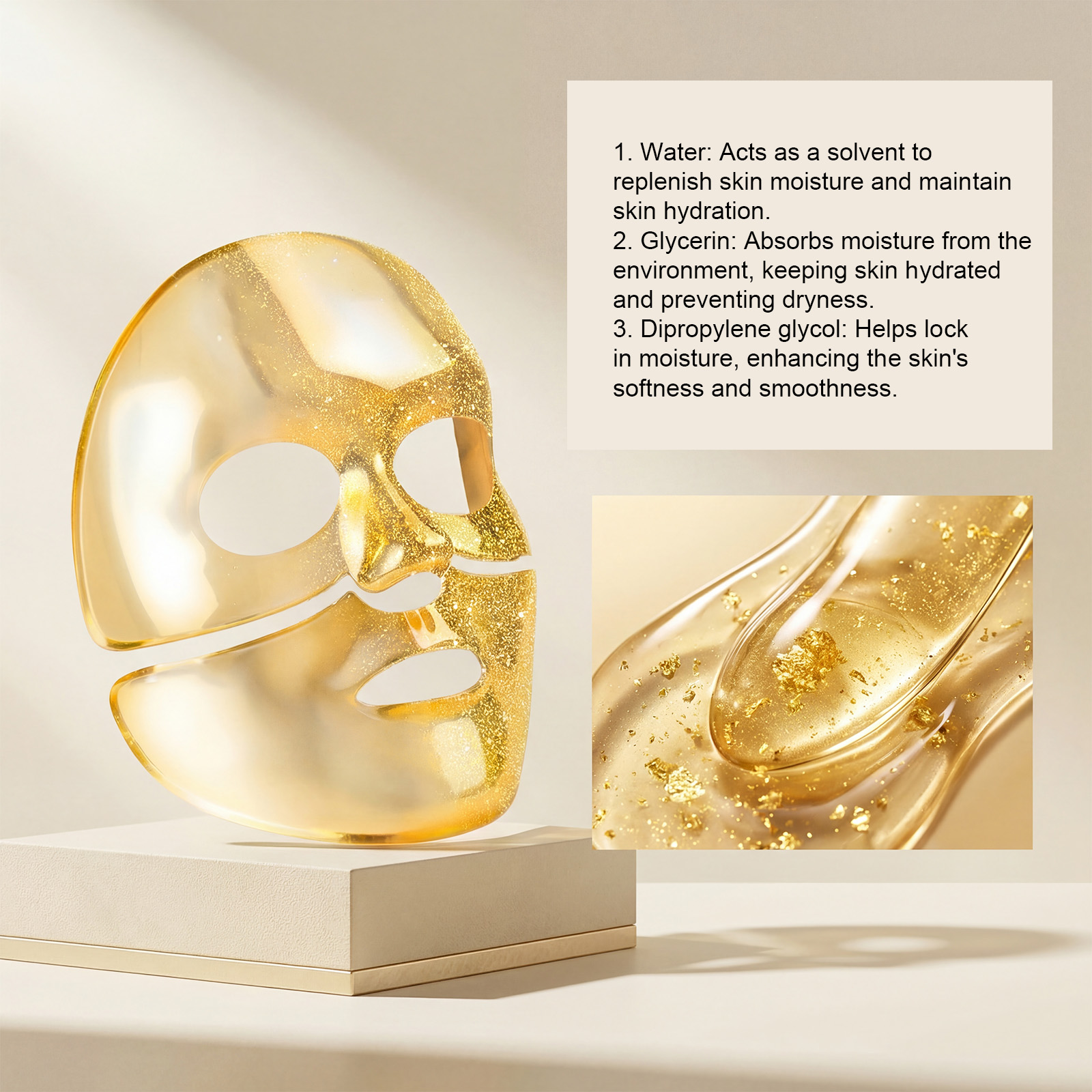 Golden Moisturizing Facial Mask Smooth Gentle Nourishing Delicate Skin Brightening Daily Care