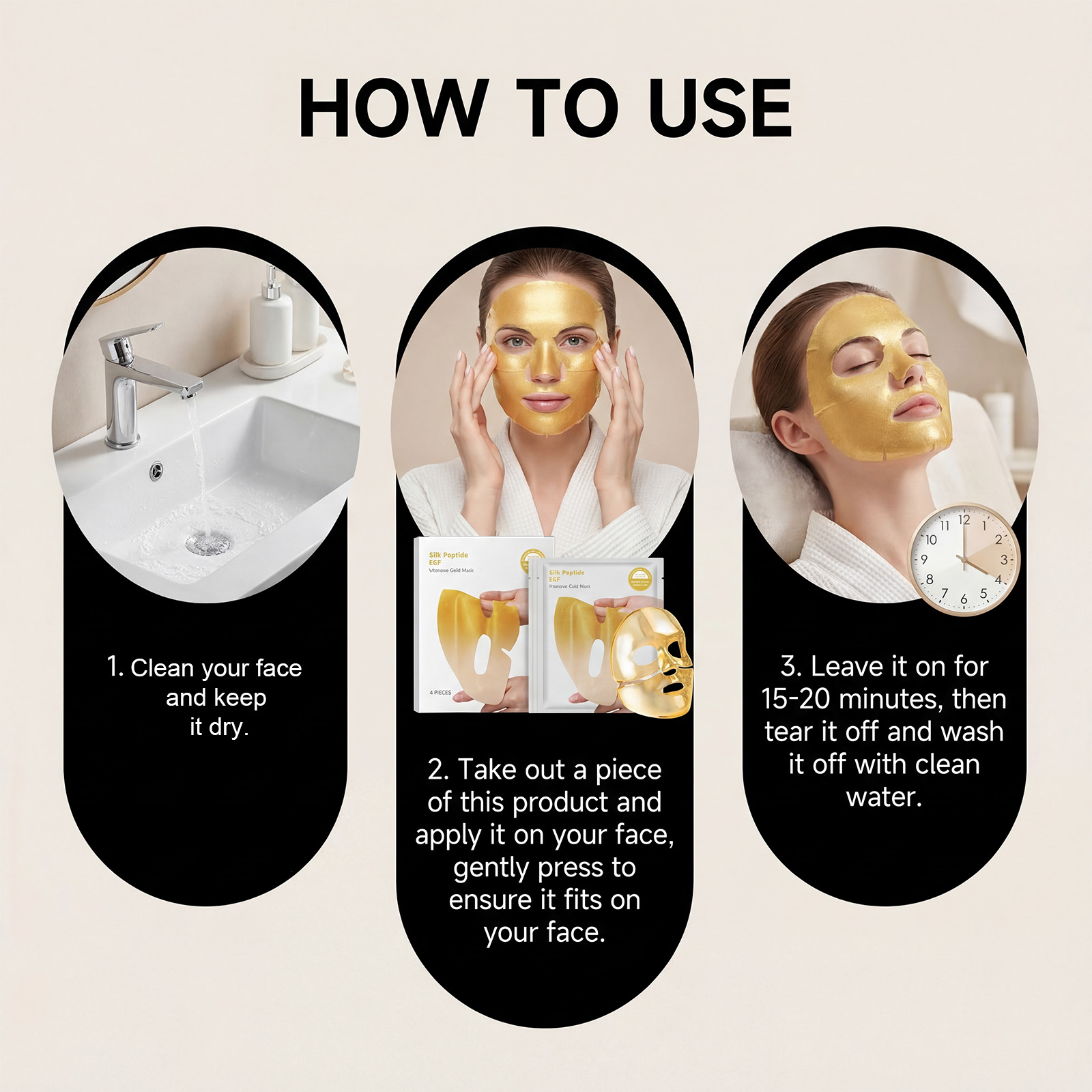Golden Moisturizing Facial Mask Smooth Gentle Nourishing Delicate Skin Brightening Daily Care