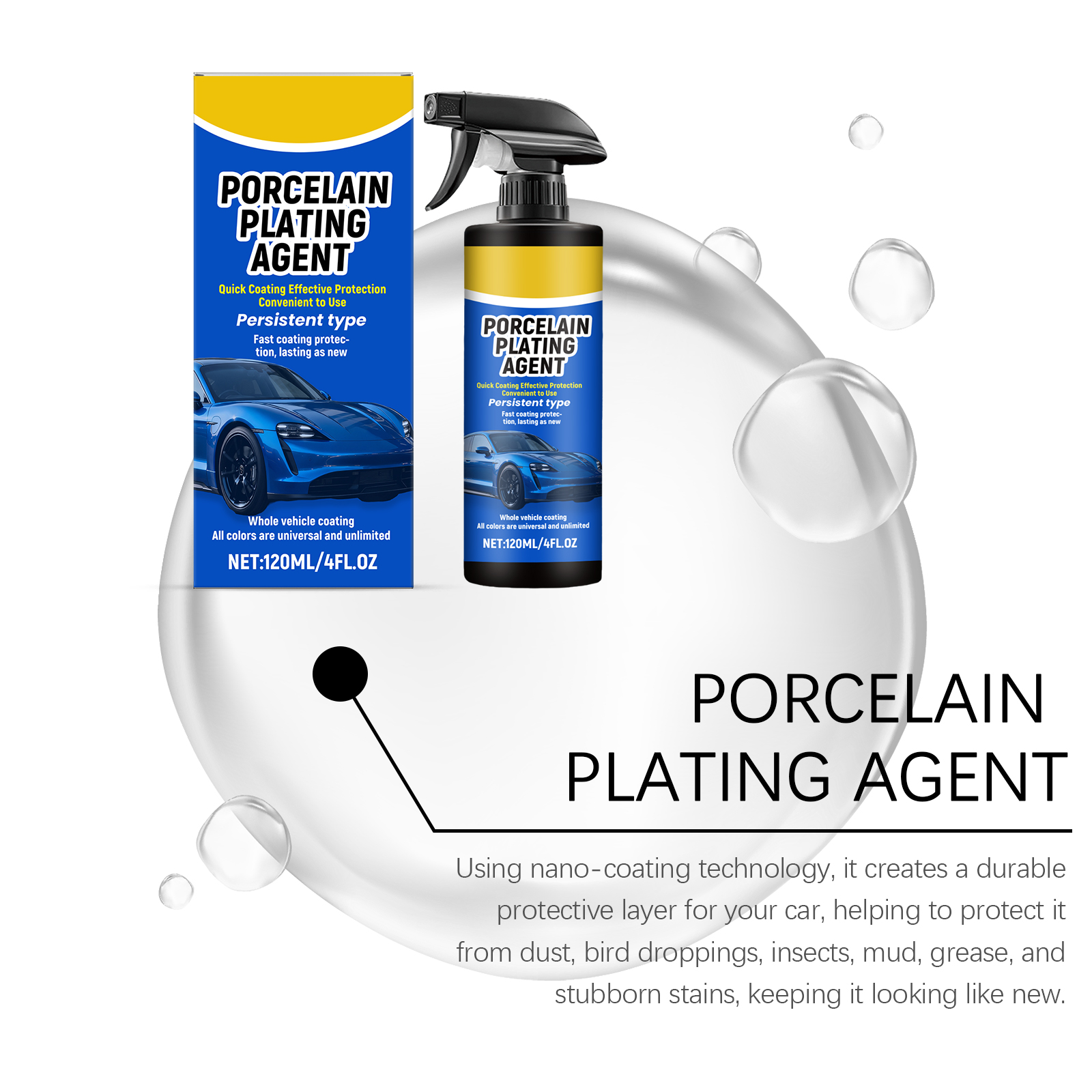 Car Coating Agent Spray Cleaning Stain Removal Waterproof Renovation Maintenance Body Mirror Gloss Protection