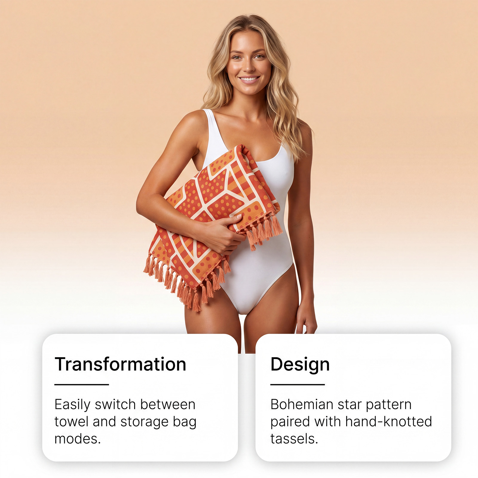 Convertible Beach Towel Bag Soft Material Fold Easy Carry Outdoor Beach Convenient Usage
