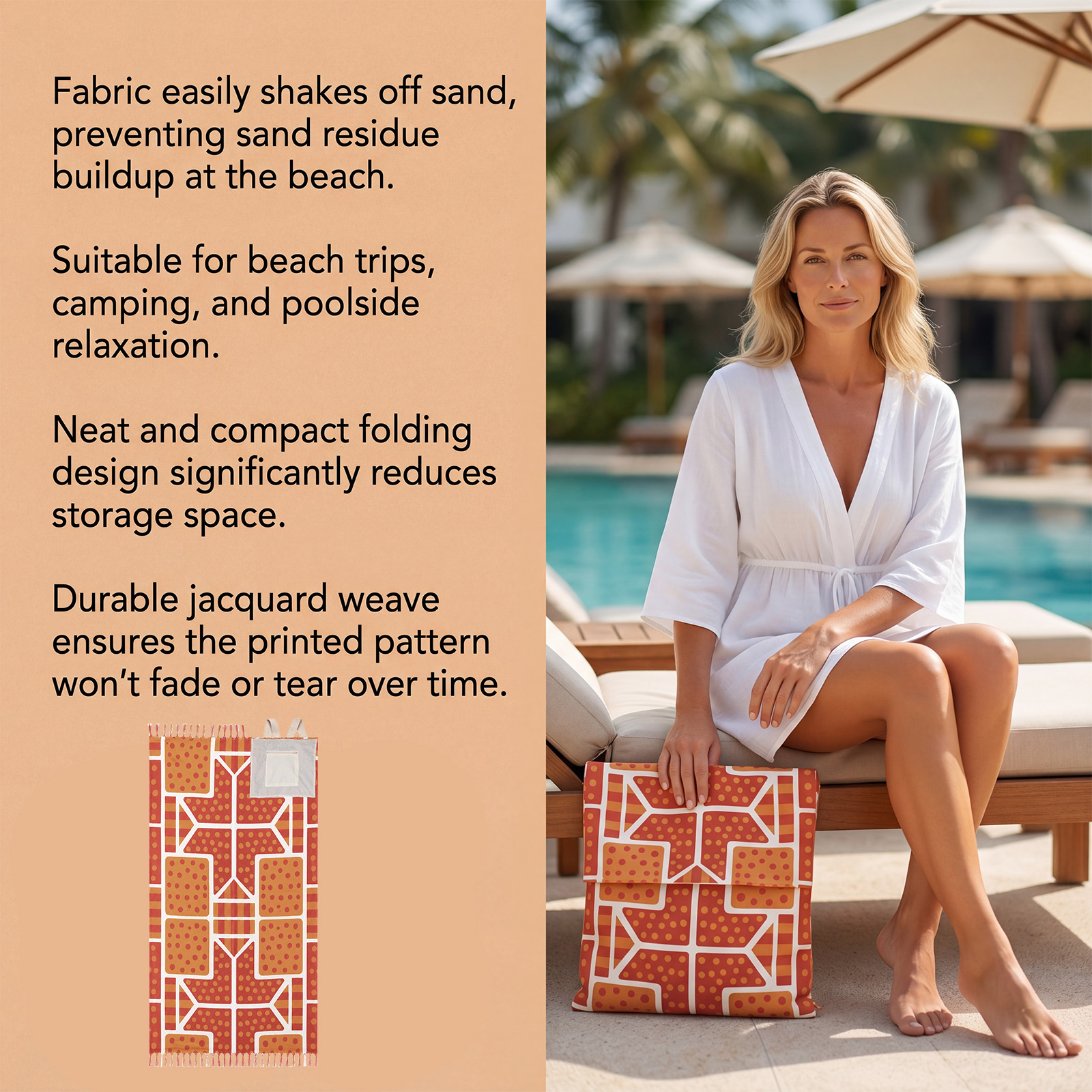 Convertible Beach Towel Bag Soft Material Fold Easy Carry Outdoor Beach Convenient Usage