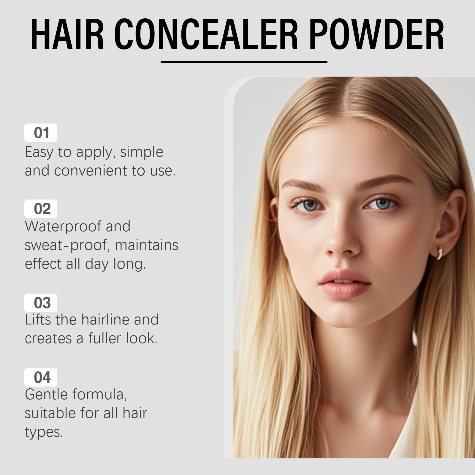 (Dark Brown) Hair Powder Shading Modify Hairline Cover Scalp Fill Hair Gap Fit Skin Natural Color Render Effect