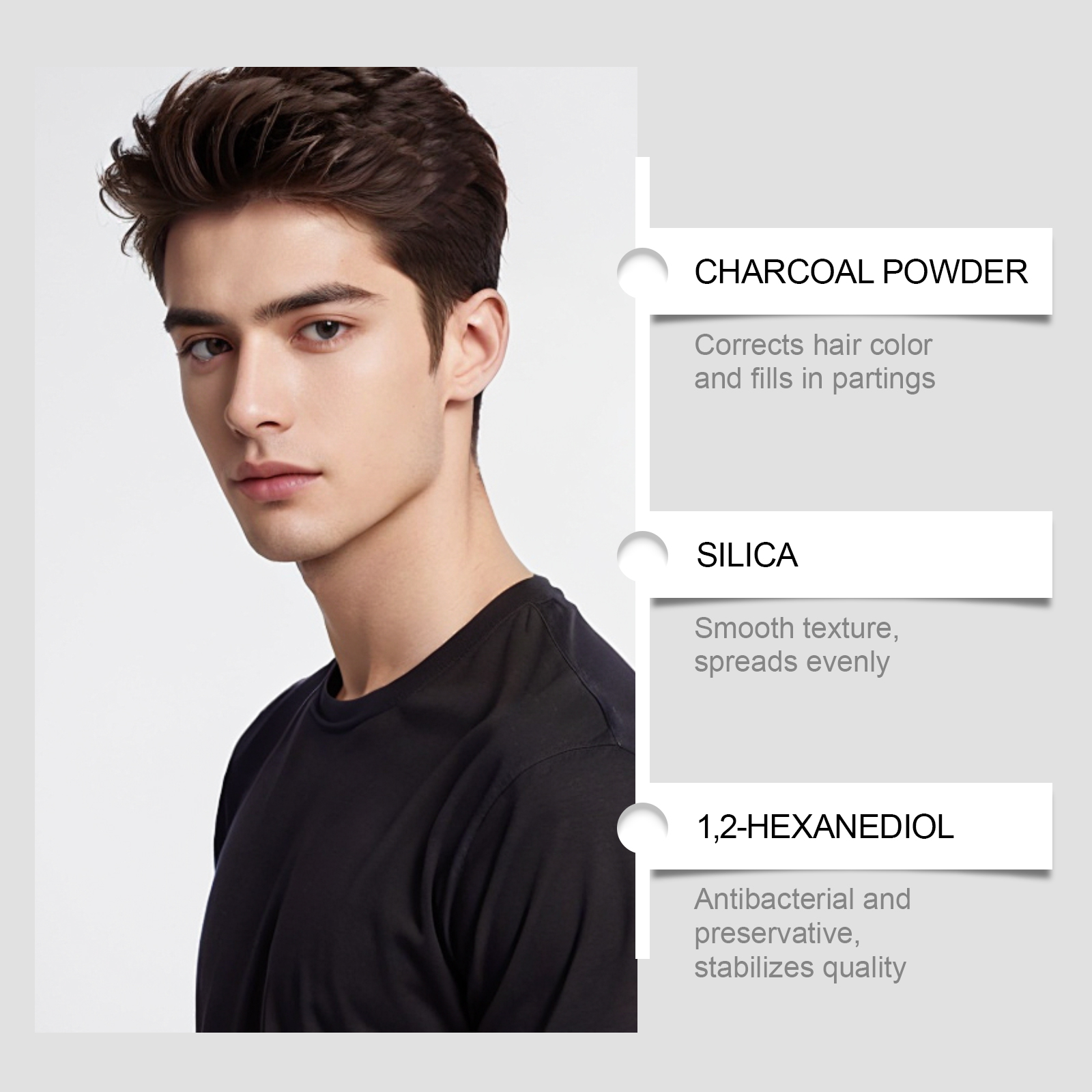 (Dark Brown) Hair Powder Shading Modify Hairline Cover Scalp Fill Hair Gap Fit Skin Natural Color Render Effect